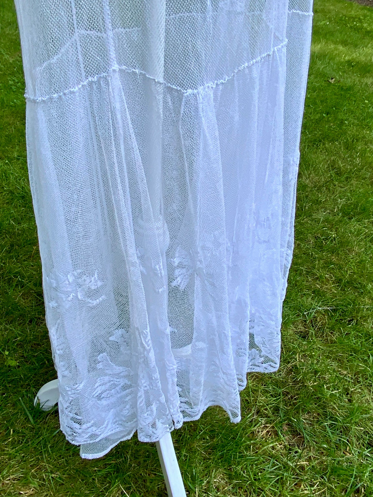 1930s Sheer White Tulle Lace Dress Vintage Bridal Dress Romantic Wedding Dress Floral Tulle Gown Ethereal Dress- Iconic -30DN