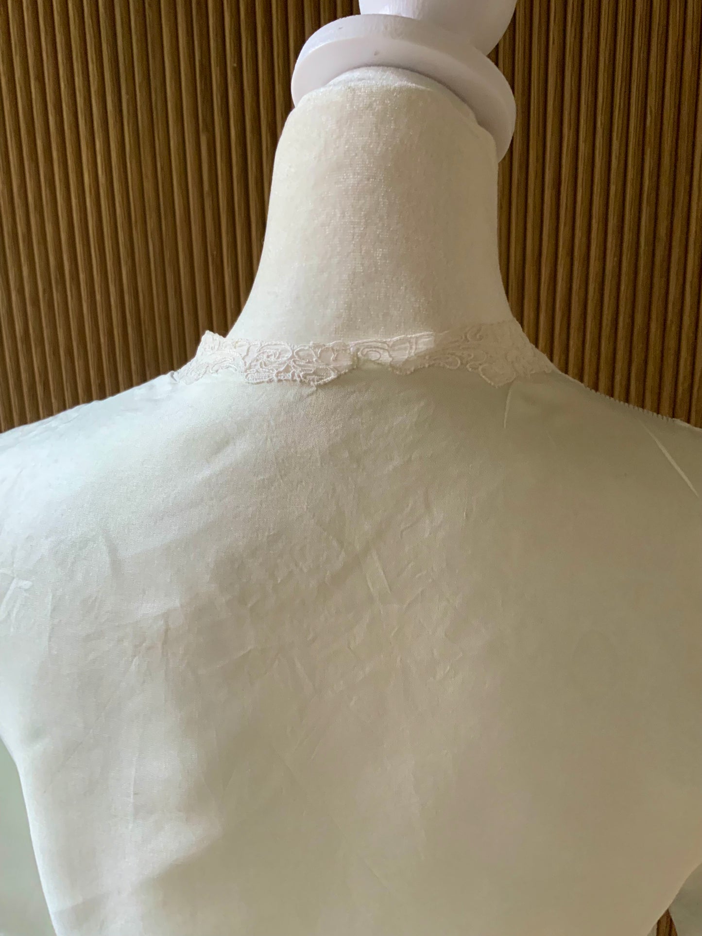 1940s Silk Satin Blouse with Lace Appliqué | Mint Green | Edwardian Revival-40AT