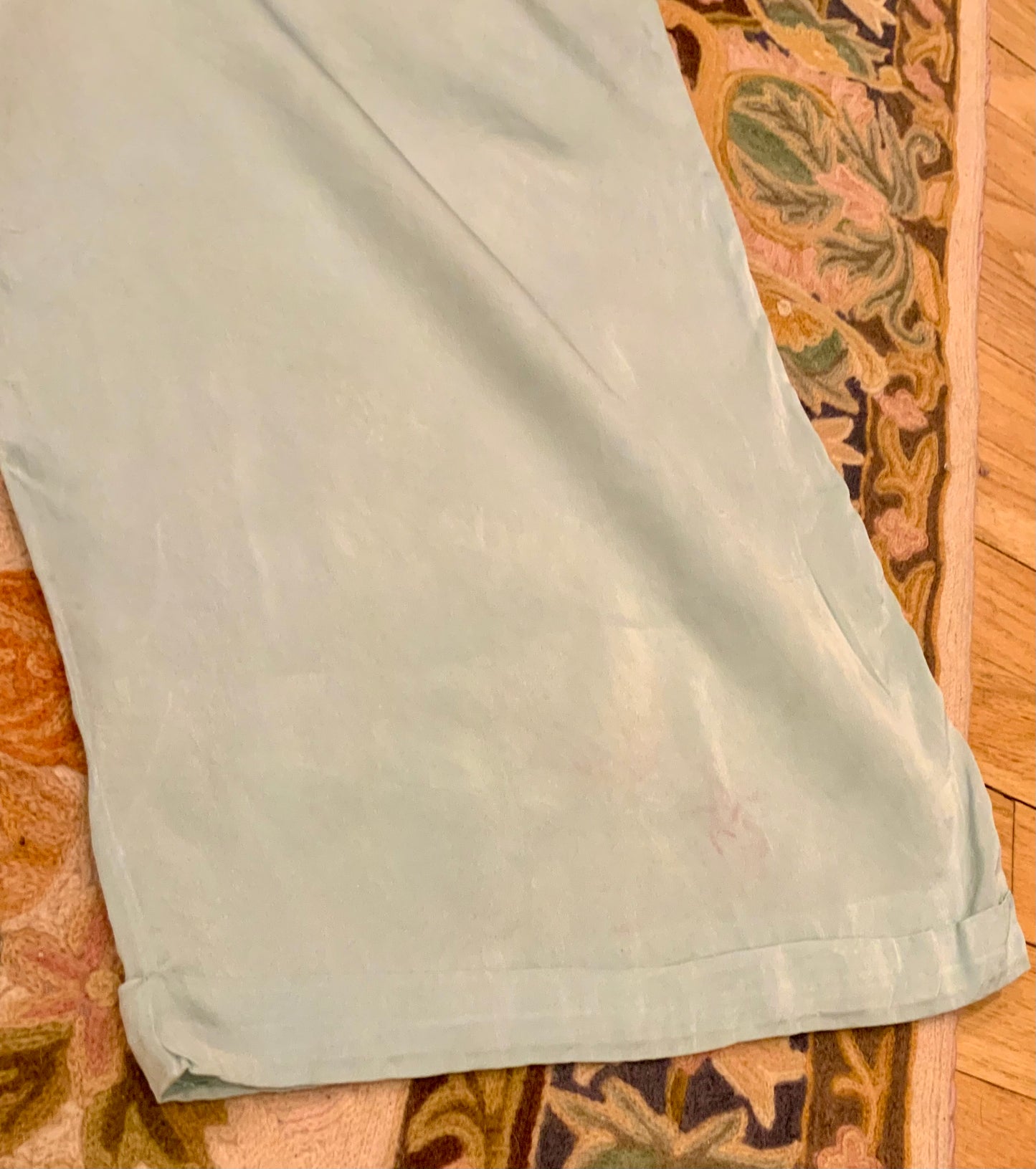 1930s Silk Pajama Pants – Pale Jade Vintage Lounge Trousers - 30AX