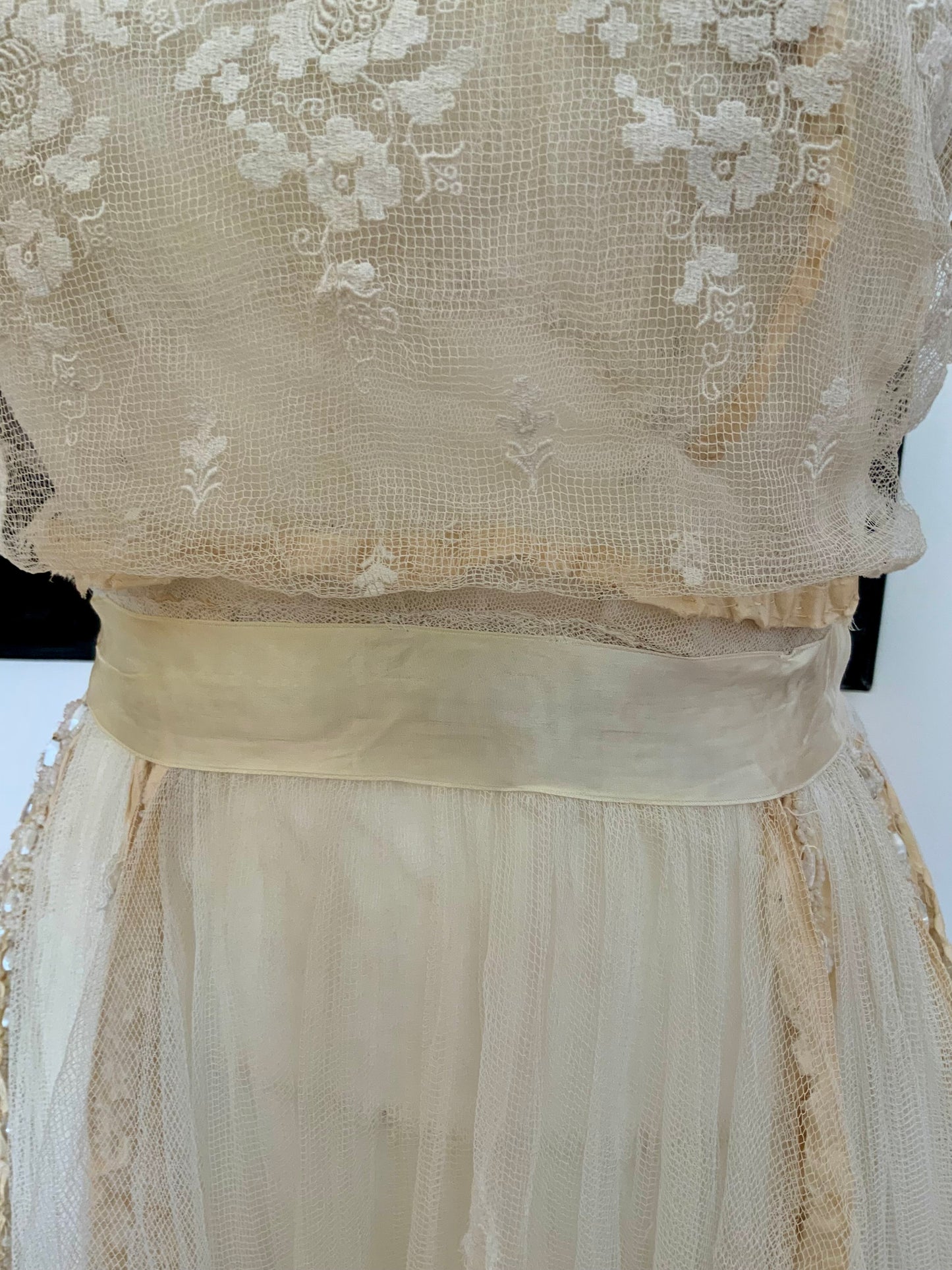 Antique Tulle Dress -Filet Lace – Early 1900s – ED40