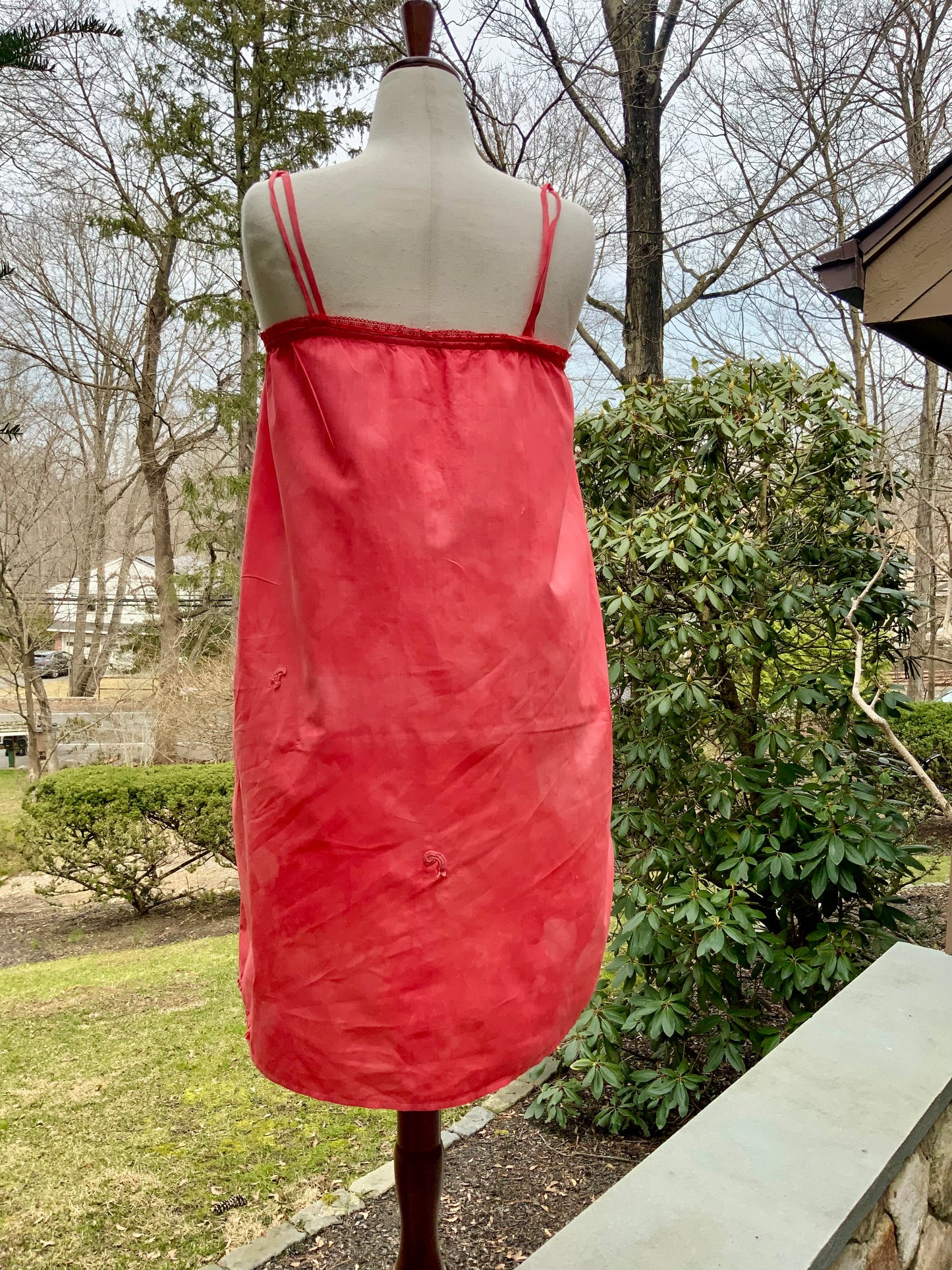 Edwardian Hand-Dyed Cotton Slip Dress | Restored Antique Lingerie with Appliqué Details | ED79