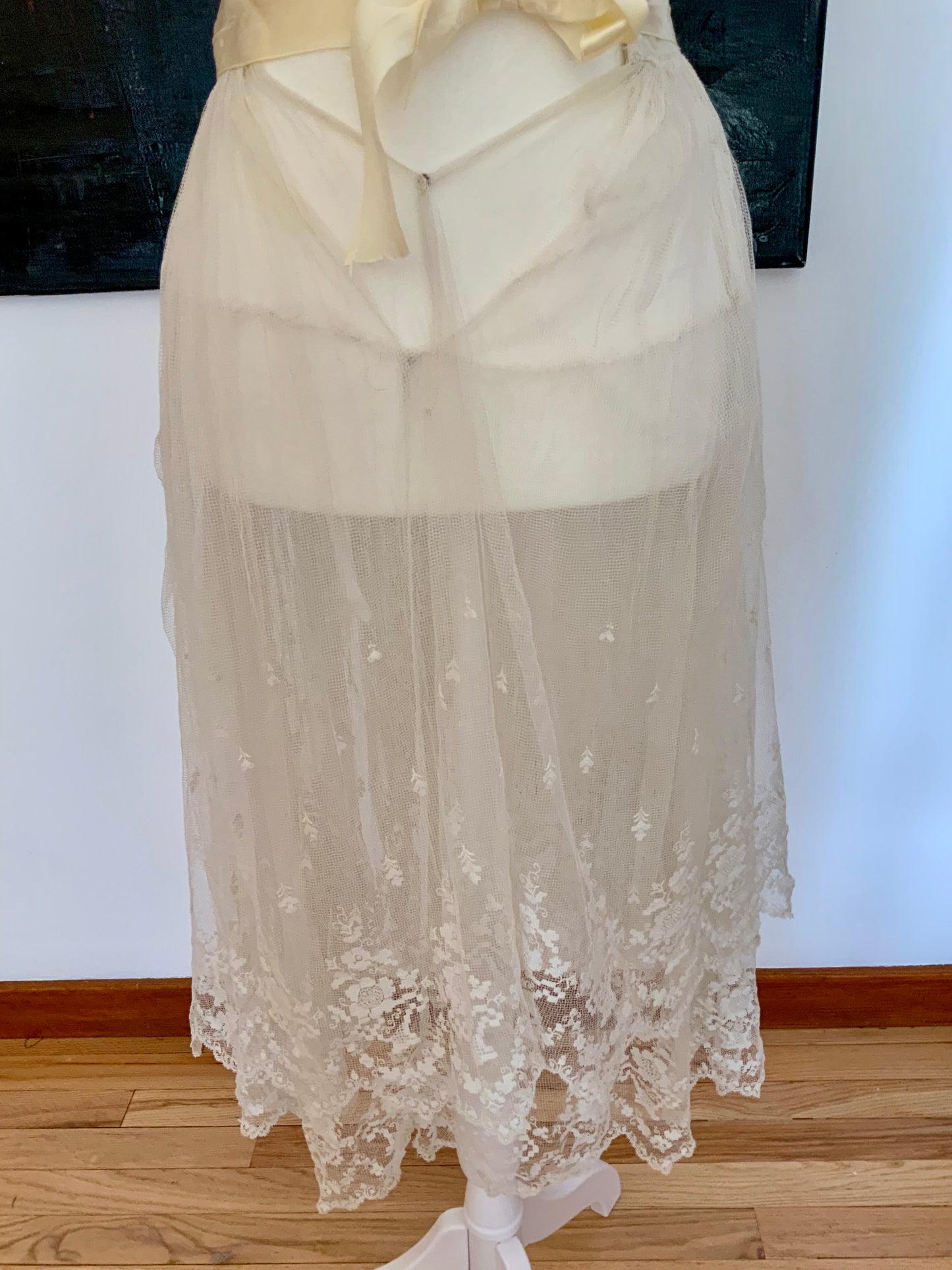 Antique Tulle Dress -Filet Lace – Early 1900s – ED40