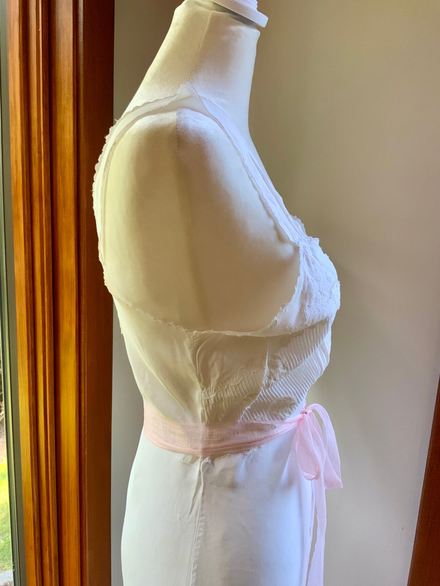 1930s Reimagined Silk Satin Bridal Slip Dress | Restored Antique Boudoir Gown with Hand-Applied Vintage Lace-30LM