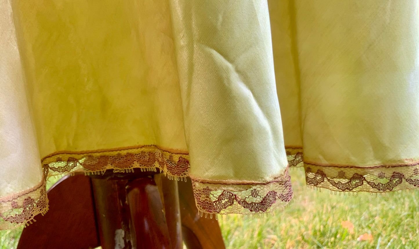 1930s Hand Dyed     Botanical Inspired Hand Dyed Silk Slip Dress. One of a Kind Woodland Fairy Bias Cut Gown.30BZ