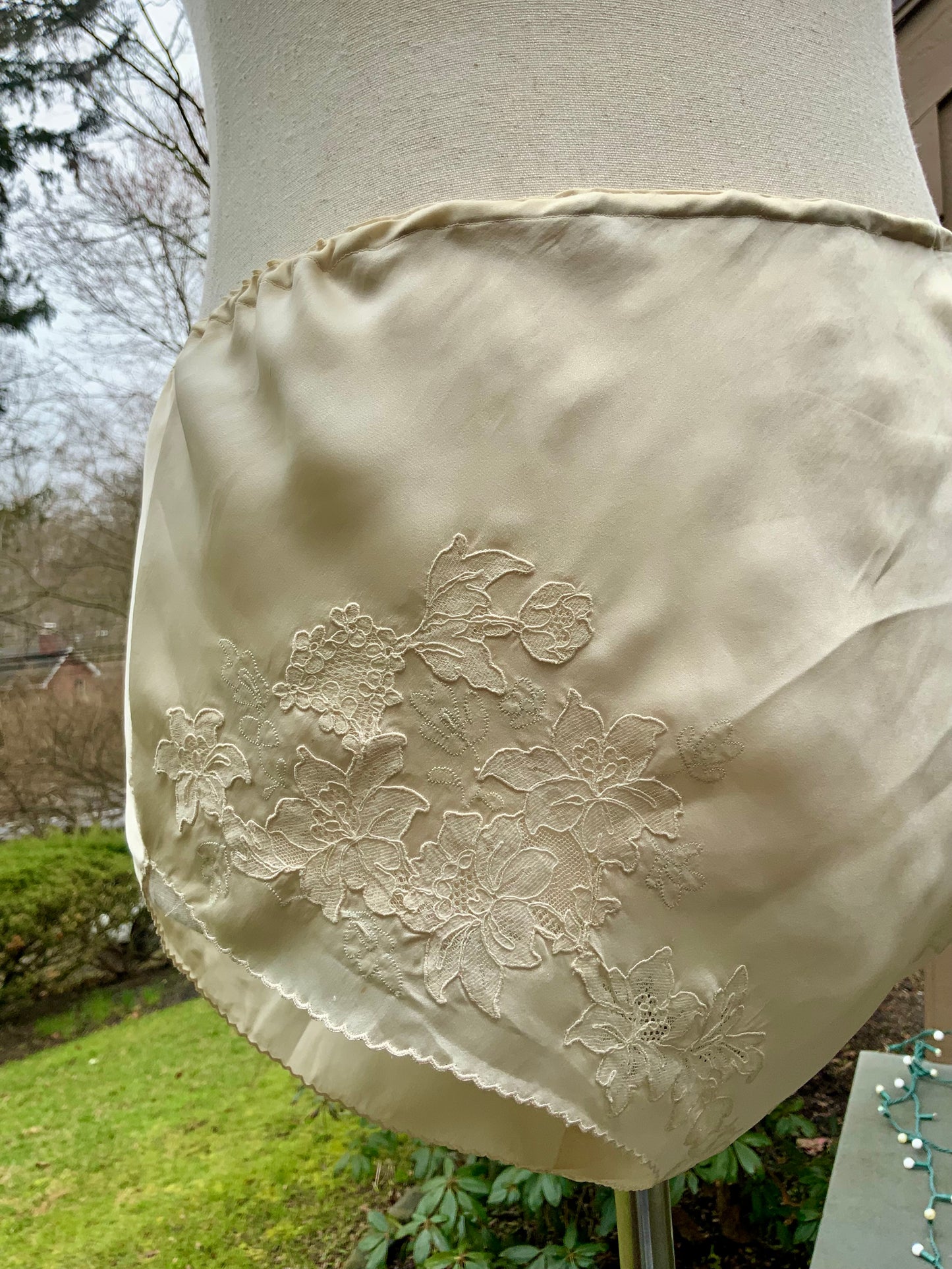 Antique Silk Tap Pants Bloomers Embroidered Lace Edwardian Lingerie Ivory Silk Panties-20AH