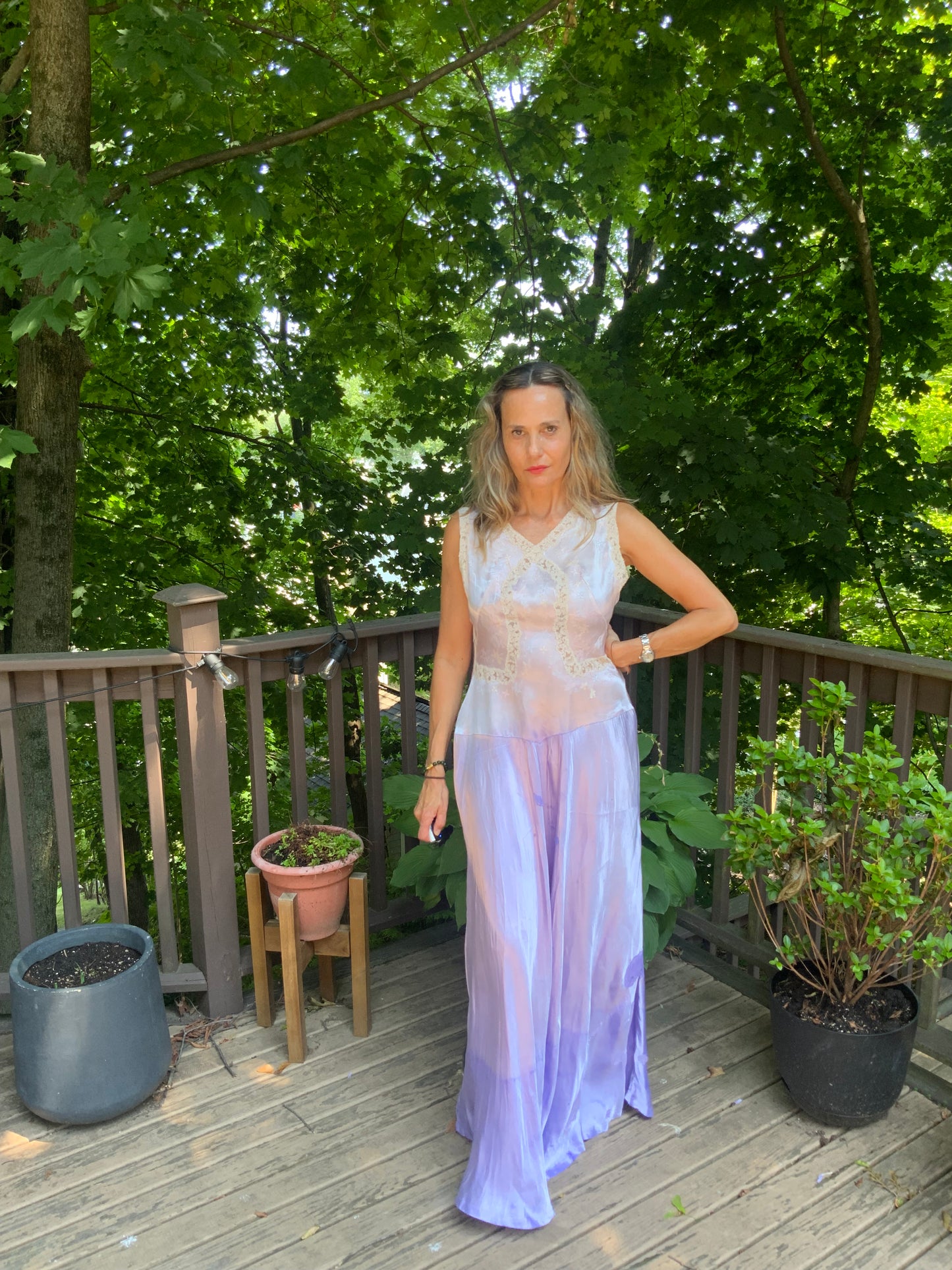 Hand Dyed Satin Nightgown- 50s