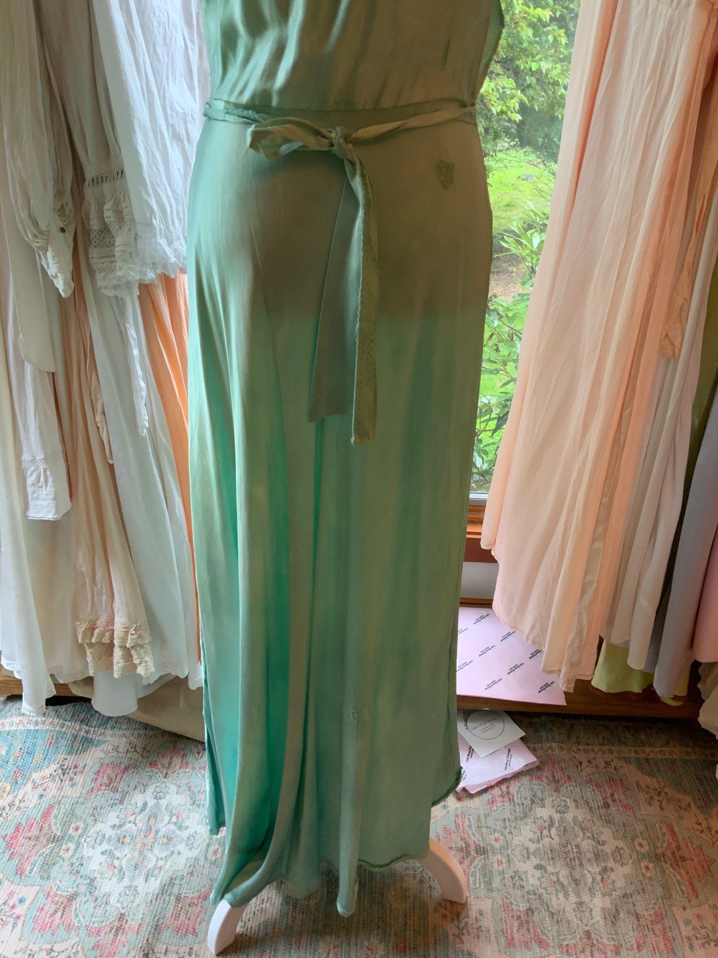 Hand Dyed Green Nightgown Satin - 50s -50G