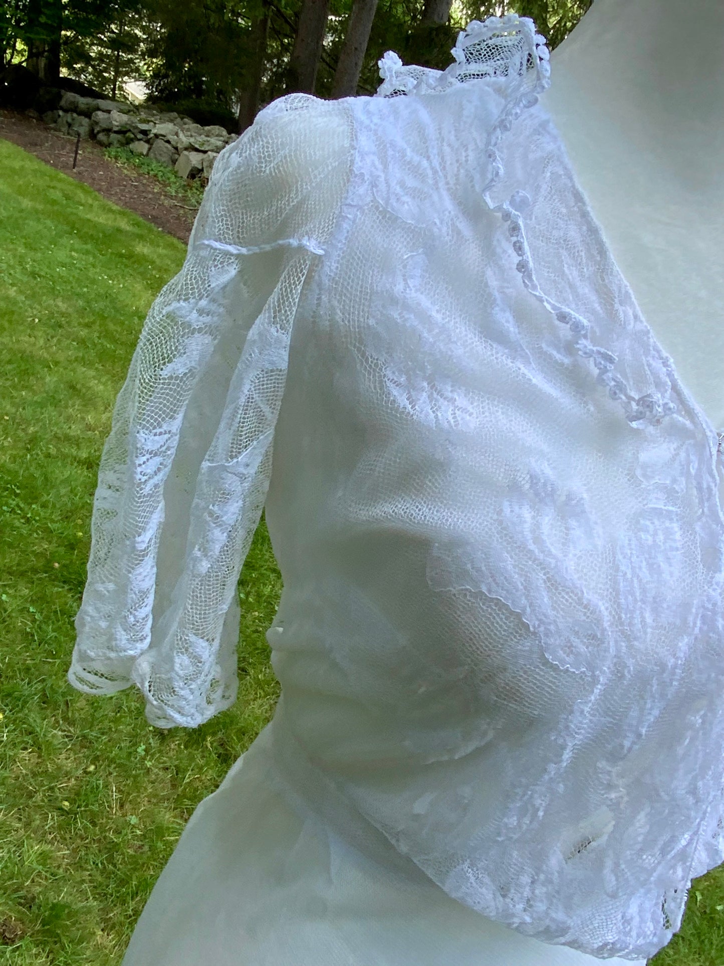 1930s Sheer White Tulle Lace Dress Vintage Bridal Dress Romantic Wedding Dress Floral Tulle Gown Ethereal Dress- Iconic -30DN