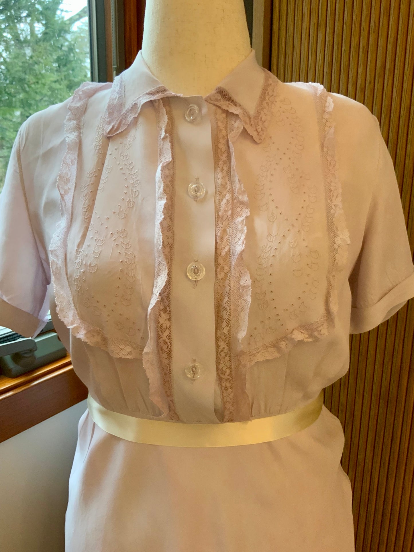 Authentic 1930s Bias Cut Satin Nightgown Hand Dyed Lilac Original Belt Vintage Lingerie Dress
 - 30K