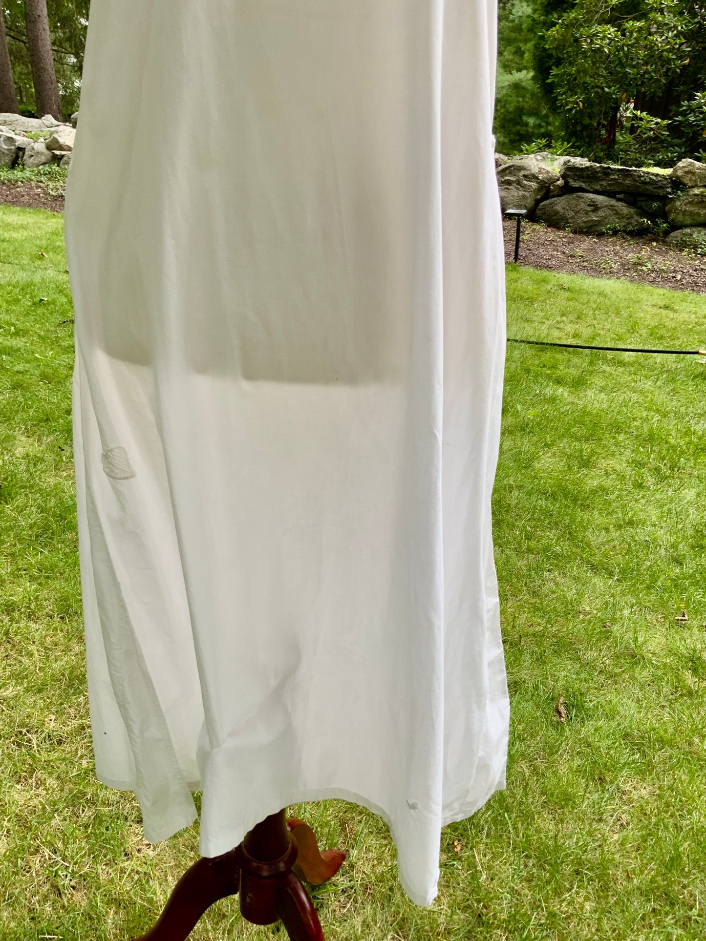 Late Edwardian White Cotton Nightgown. Antique Embroidered Cutwork Dress. Circa 1910s.ED100