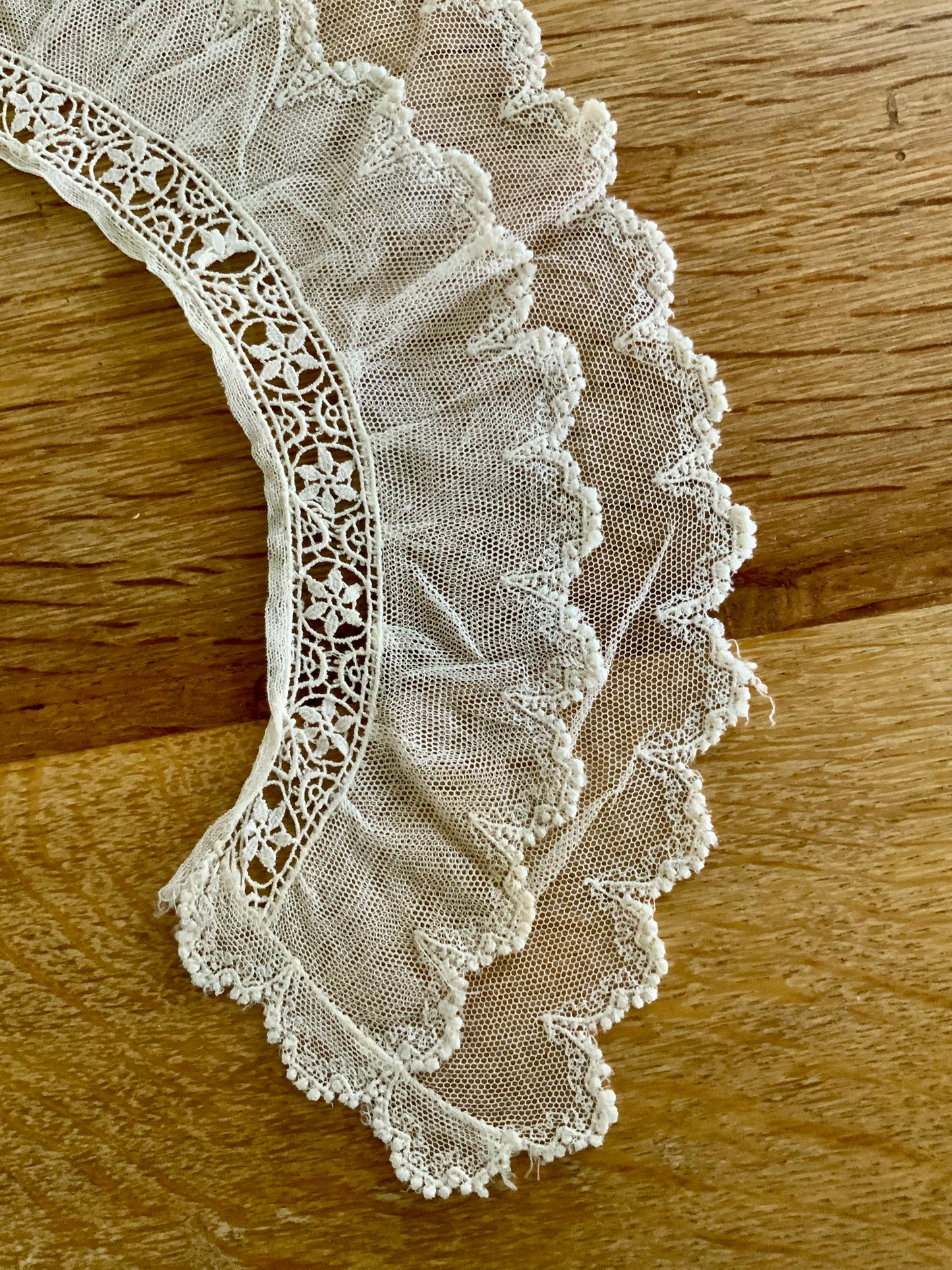 Antique Edwardian Lace Collar | Double Ruffle Net Lace Collar | Romantic Detachable Collar | Sheer Lace Neckpiece