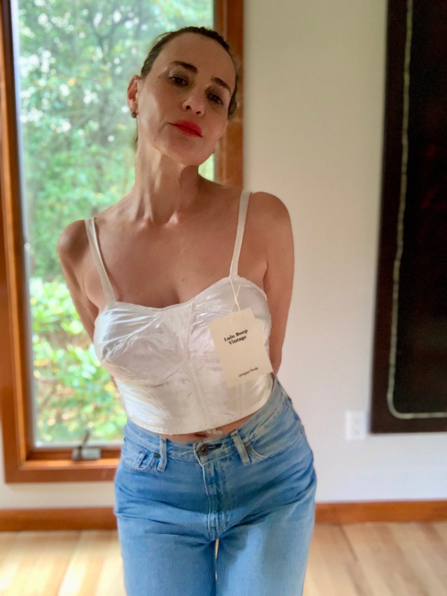 Satin Longline Bra - 50s Bullet Bra - Vintage Bustier - 50s - 50BP