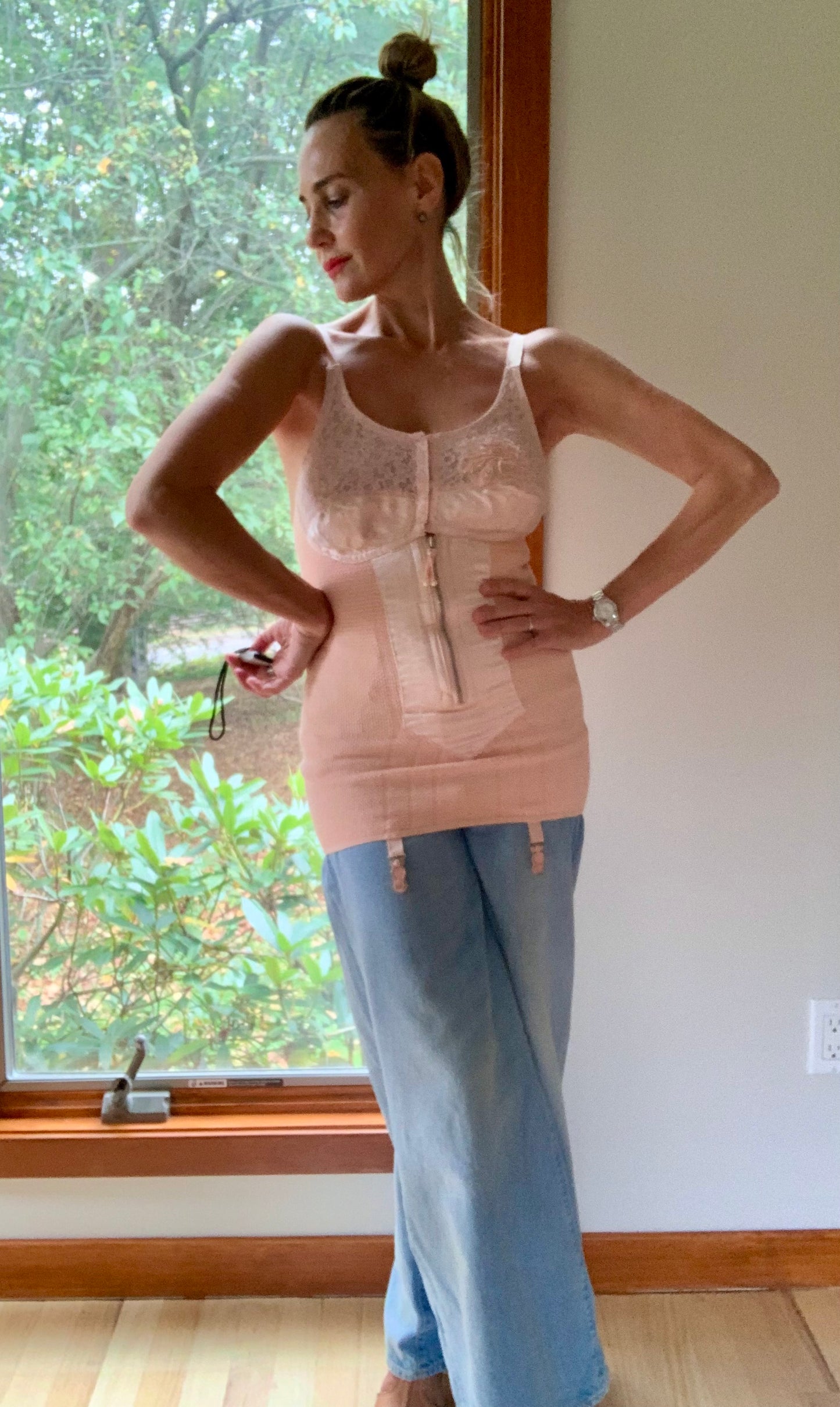 Vintage Corselet Girdle / Peach / Shaping Lingerie - Late 40s - 40AL corset