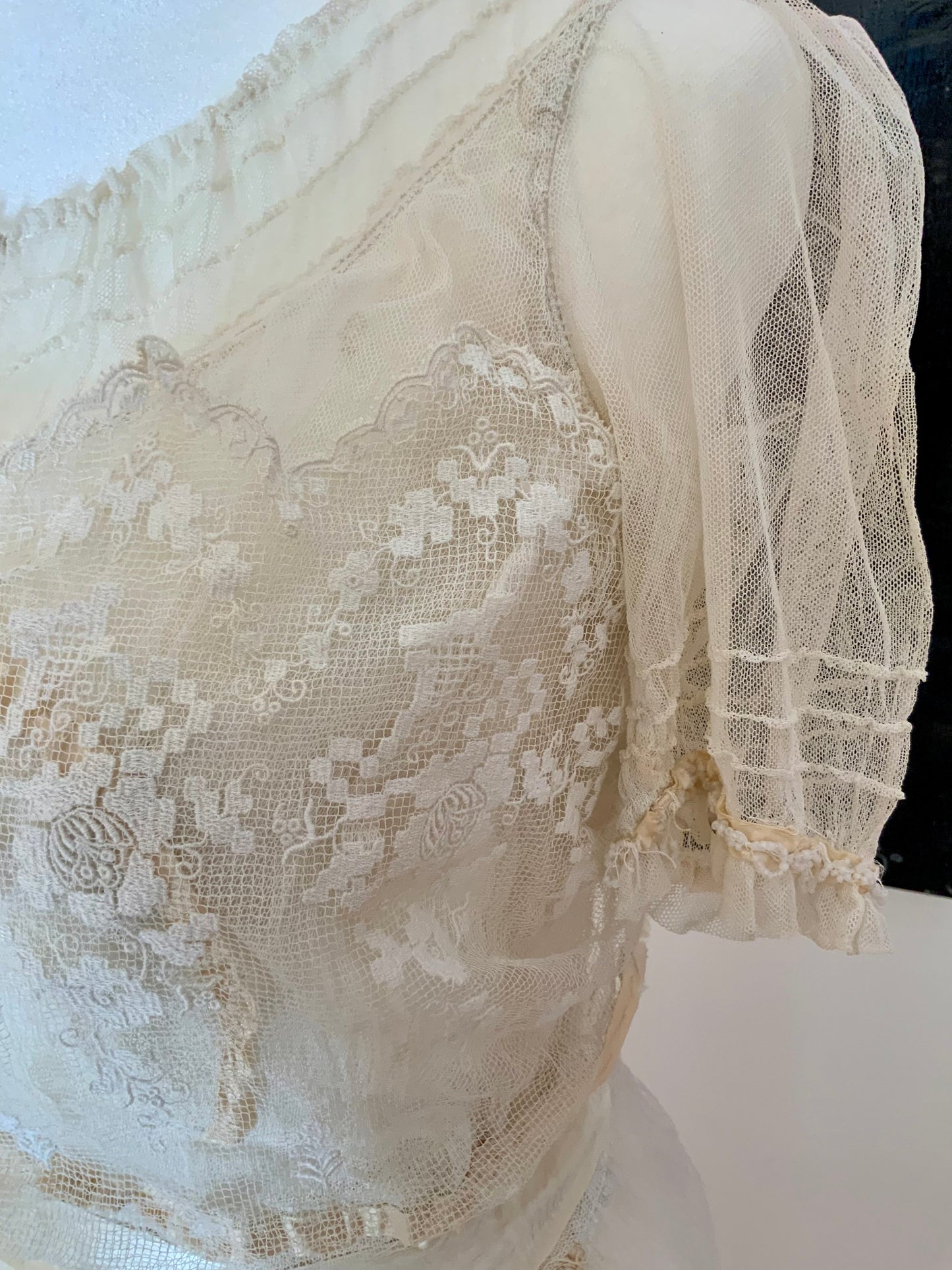 Antique Tulle Dress -Filet Lace – Early 1900s – ED40