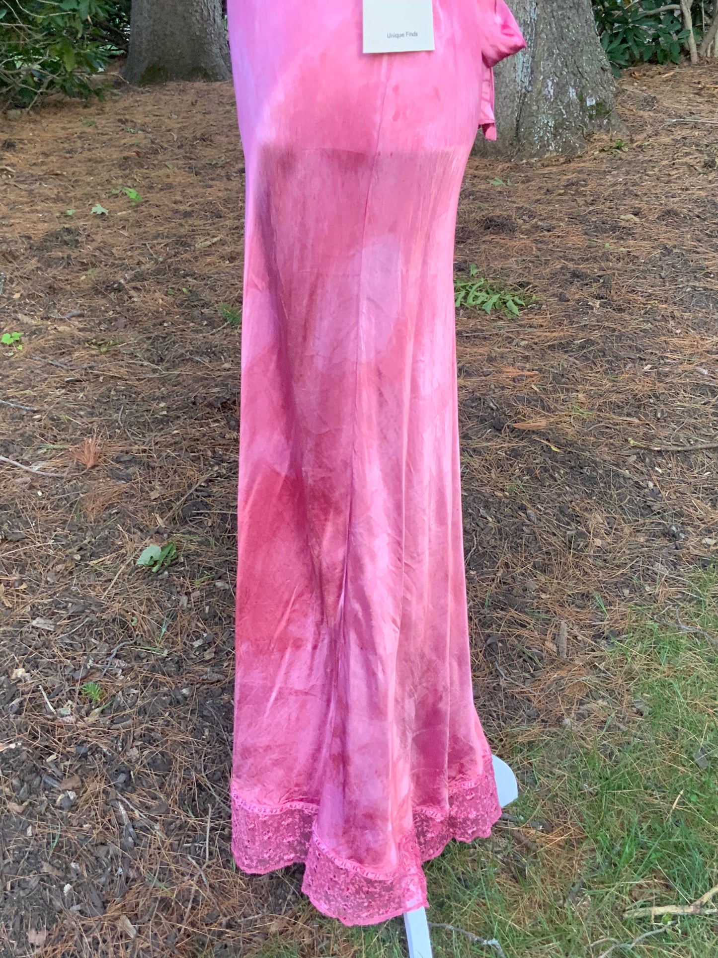 1930s Hand Dyed Pink Satin Nightgown | Floral Lace Nightgown | Bias Cut Boudoir Gown | Romantic Lingerie | Old Hollywood Glamour
-30BJ