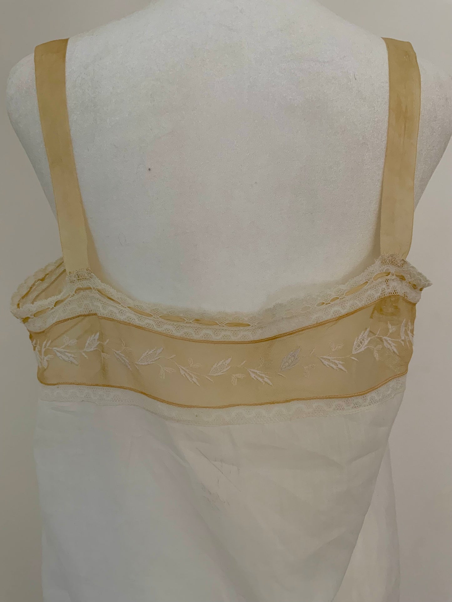 Edwardian Cotton Batiste Teddy | Antique Embroidered Sheer Band Step-In with Lace Appliqué-ED53