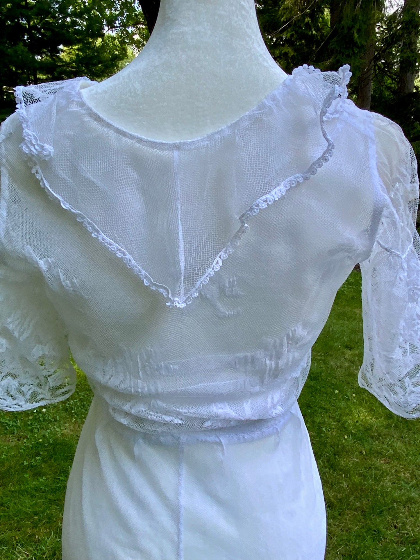 1930s Sheer White Tulle Lace Dress Vintage Bridal Dress Romantic Wedding Dress Floral Tulle Gown Ethereal Dress- Iconic -30DN