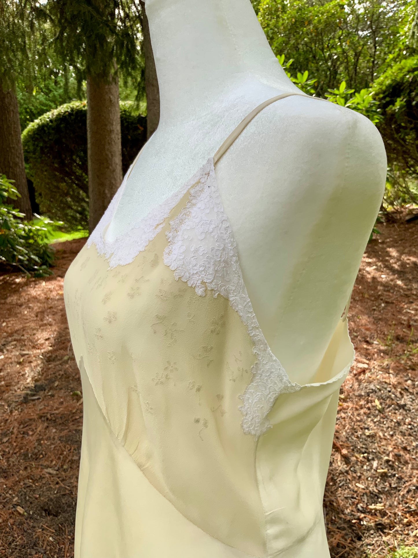 1940s Silk Slip Dress | Vintage Lingerie with Lace Embellishments & Sheer Chiffon Bodice | Old Hollywood Nightgown
 - 40s - 40AM