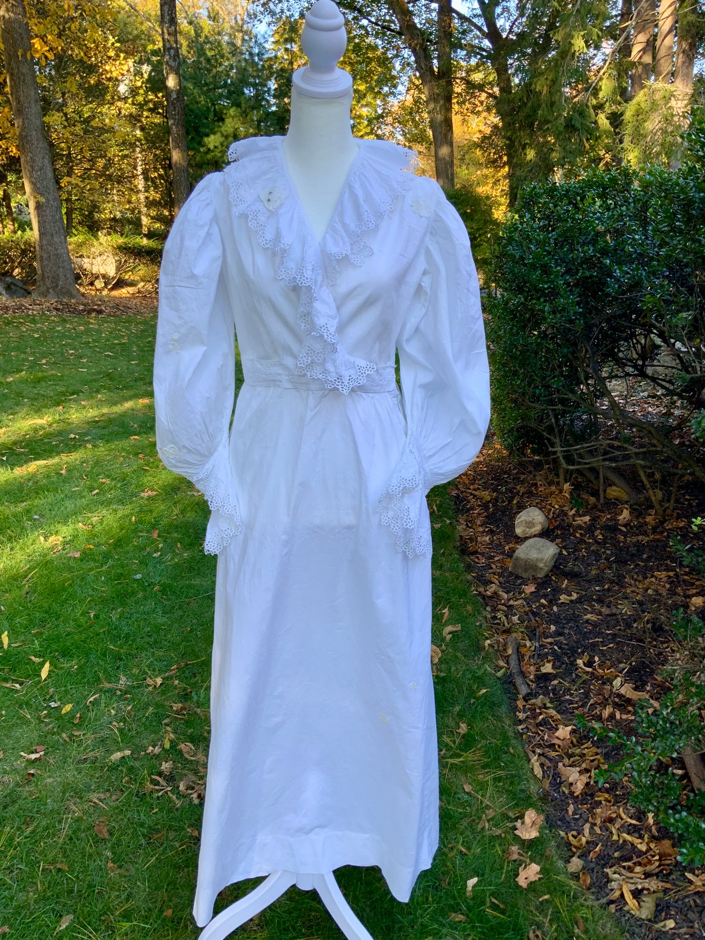 Edwardian White Cotton Lace Dress – Antique Lawn Gown Restored - ED24