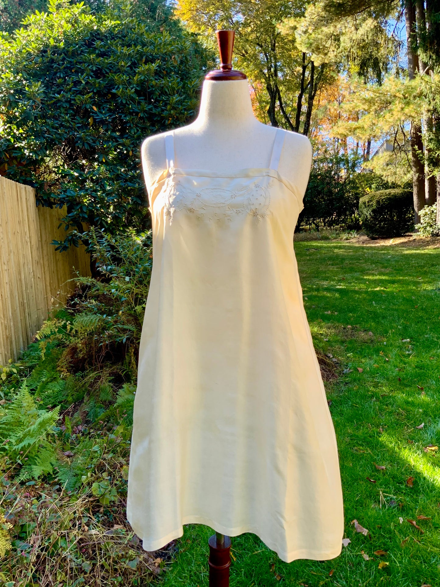 Edwardian Pure Silk Slip Dress c.1905–1915 – Hand Embroidered “Rosita” Monogram | Antique Lingerie Heirloom -ED23