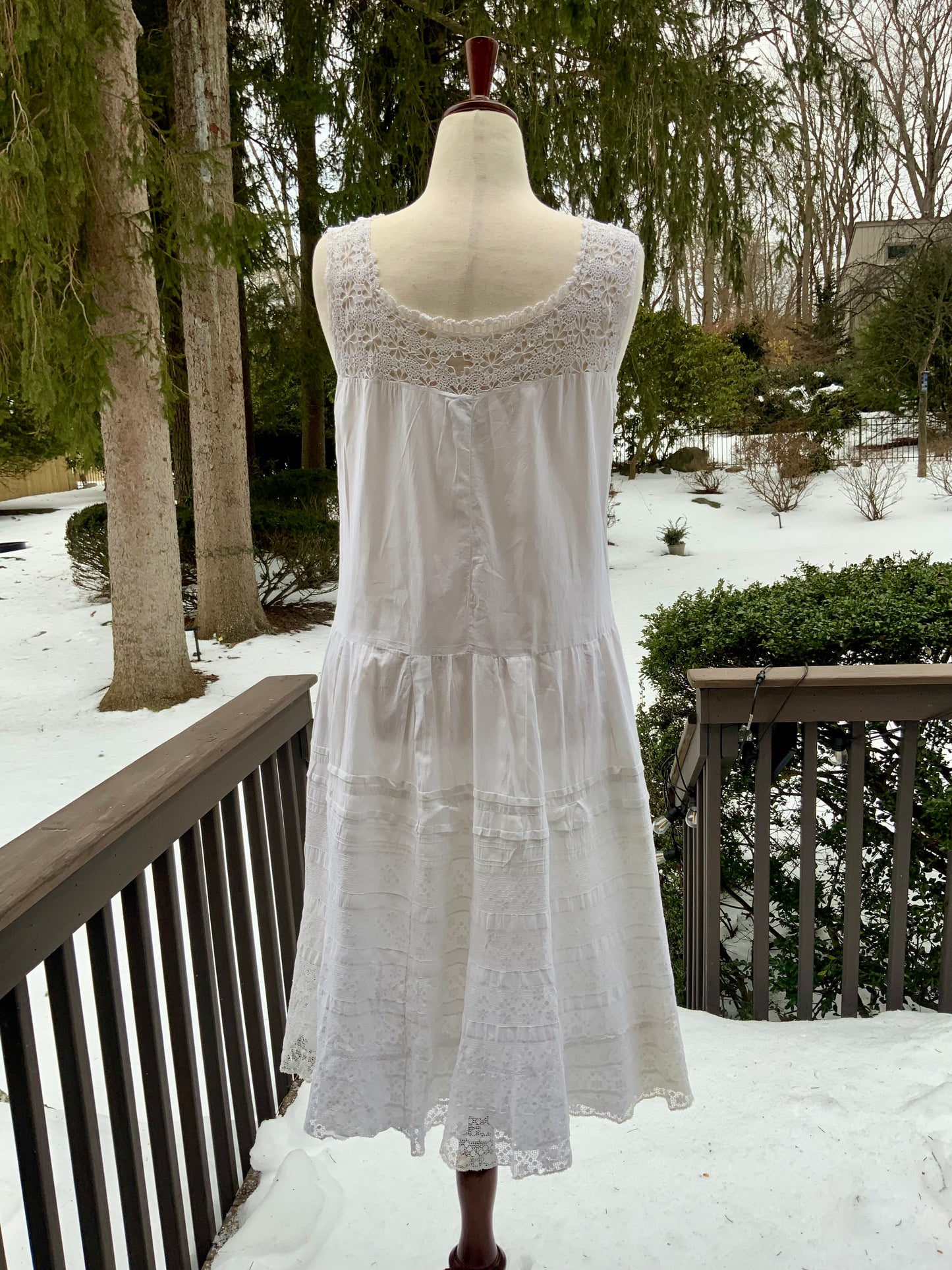 Edwardian White Cotton Lingerie Dress | 1910s Crochet Lace Tea Dress | Antique Summer Bridal Dress-ED55