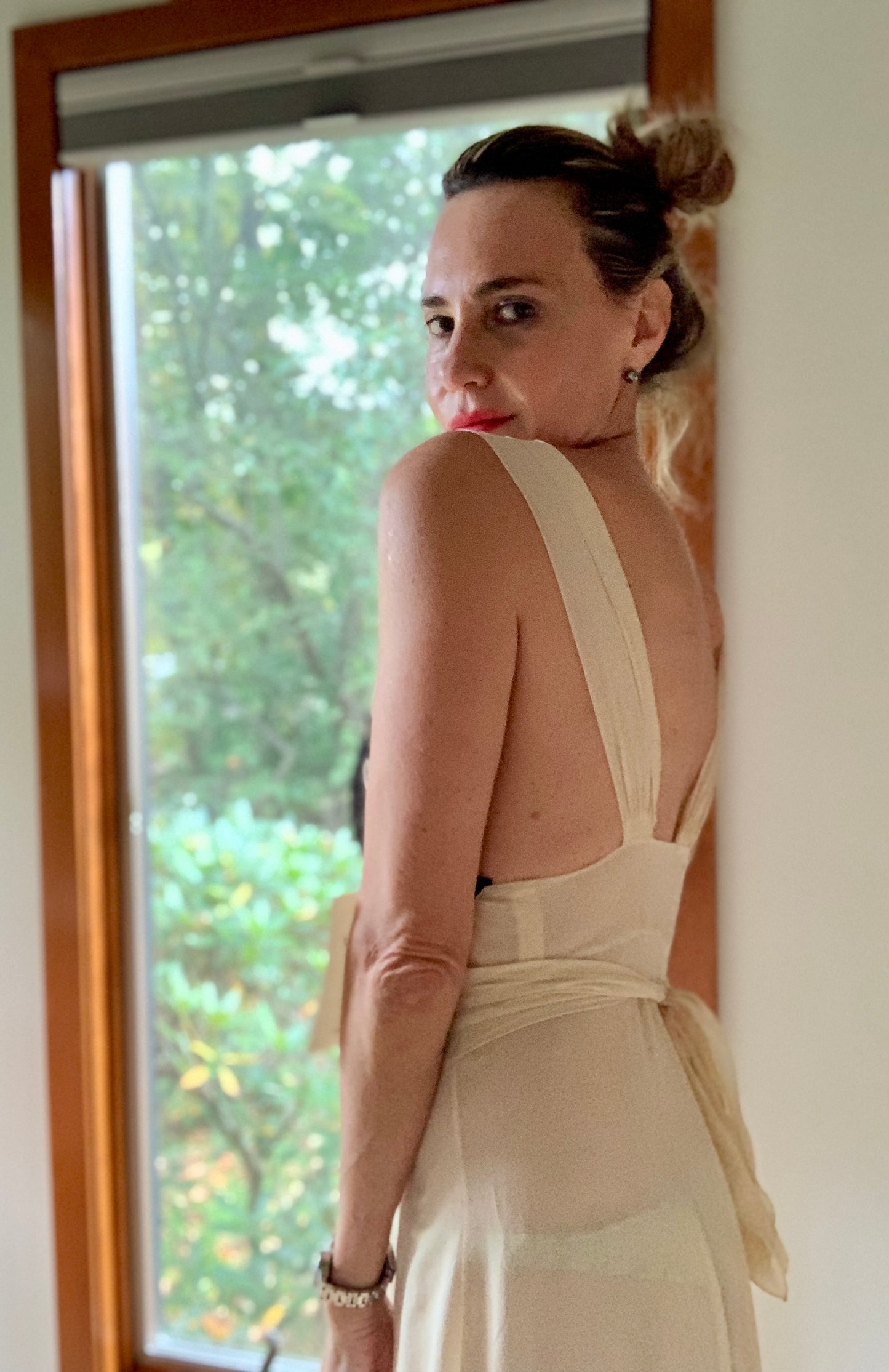 Silk Nightgown - Black Lace Embelishment - 30s - 30AO