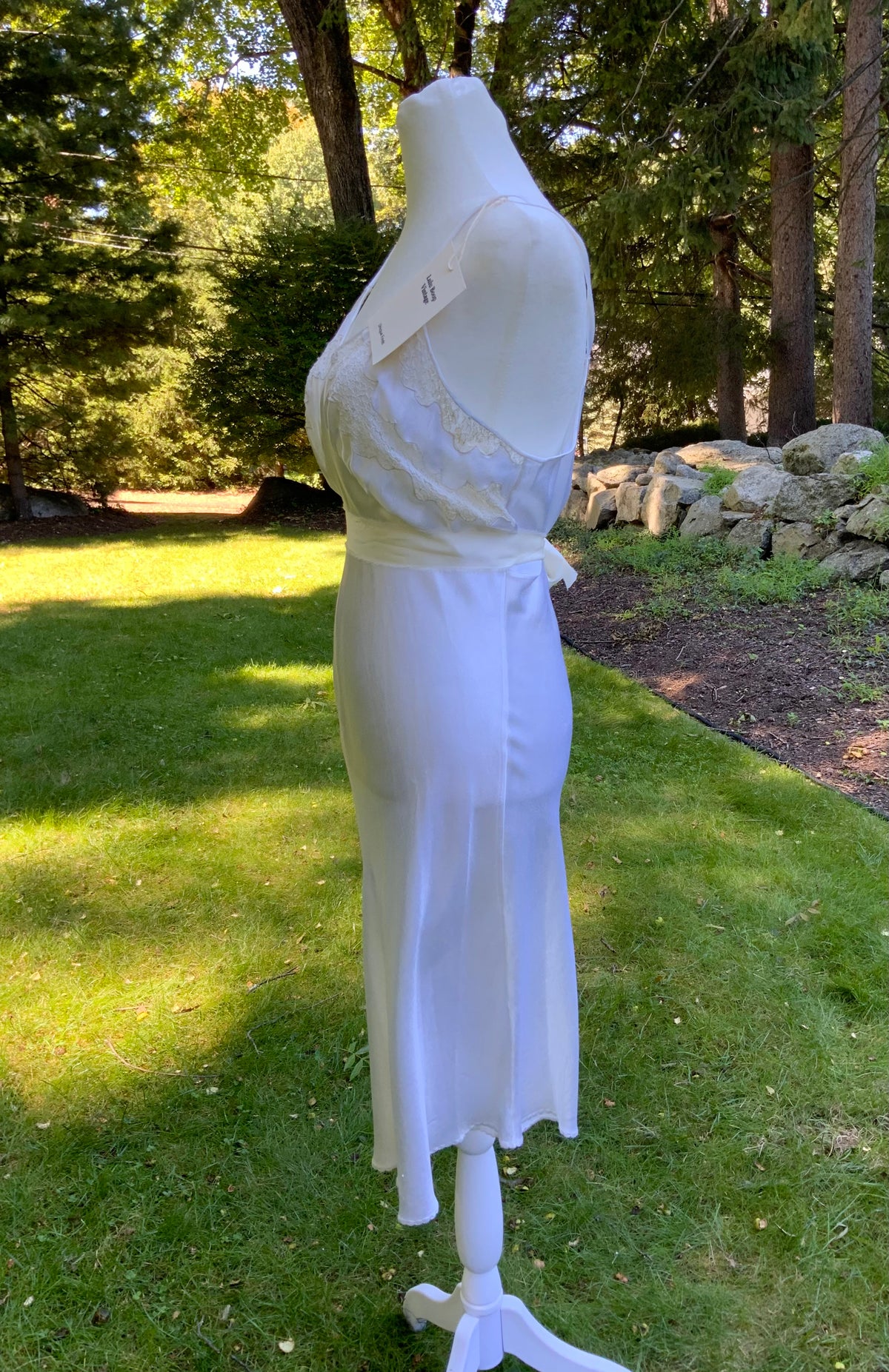 1930s Ivory Satin Bias Cut Slip Dress.40BY