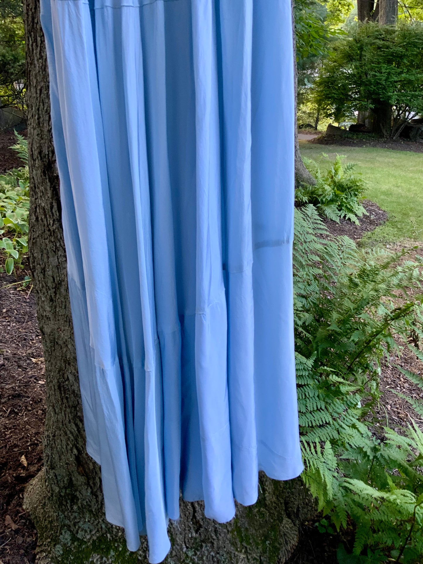 Rare 1930s Powder Blue Tulle & Satin Evening Gown | Bias Cut Skirt | XXS.40BQ