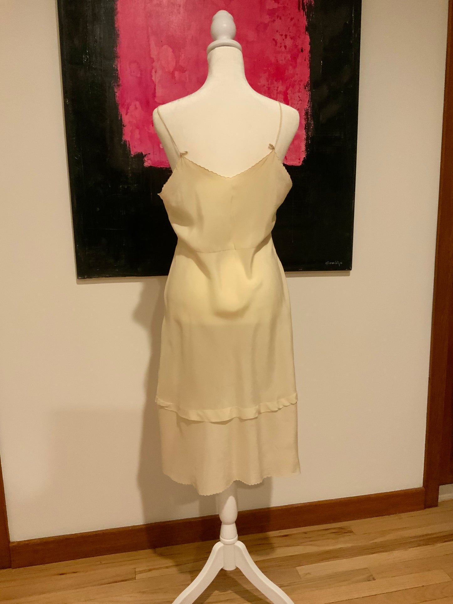 1930s Hand-Embroidered Pure Silk Slip Dress | Champagne - 30AT