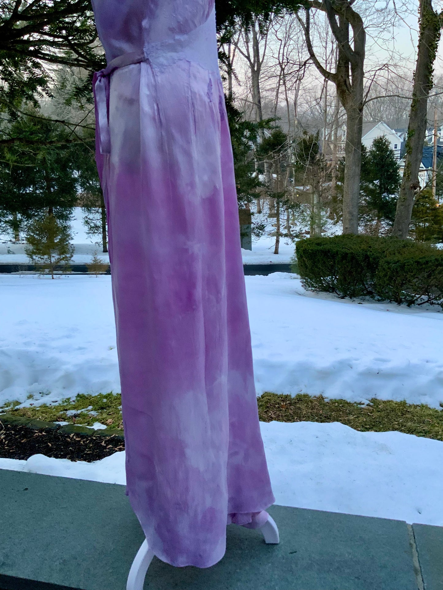 1970s Lilac Satin & Lace Gown – Hand Dyed Romantic Vintage Maxi Dress
 - 50V