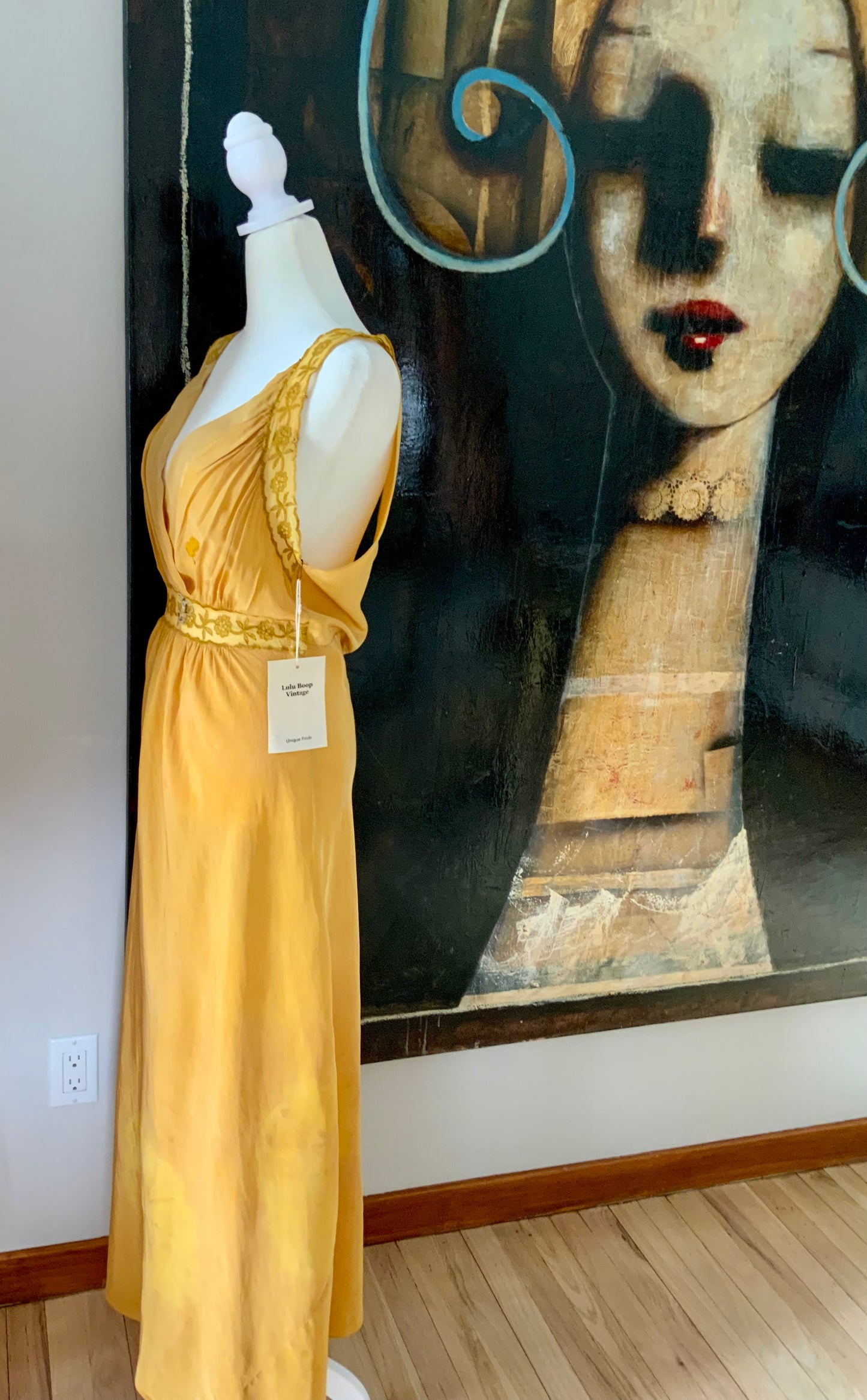 Hand Dyed Yellow Nightgown / Slip Dress - 50s - 50AX