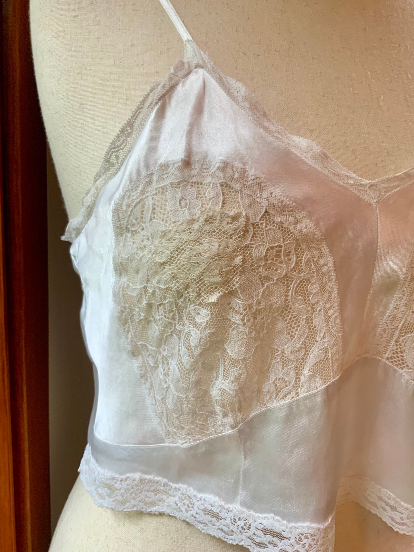 1930s Camisole Top | Reimagined Vintage Slip | Ivory Cropped Lingerie Cami-30DF