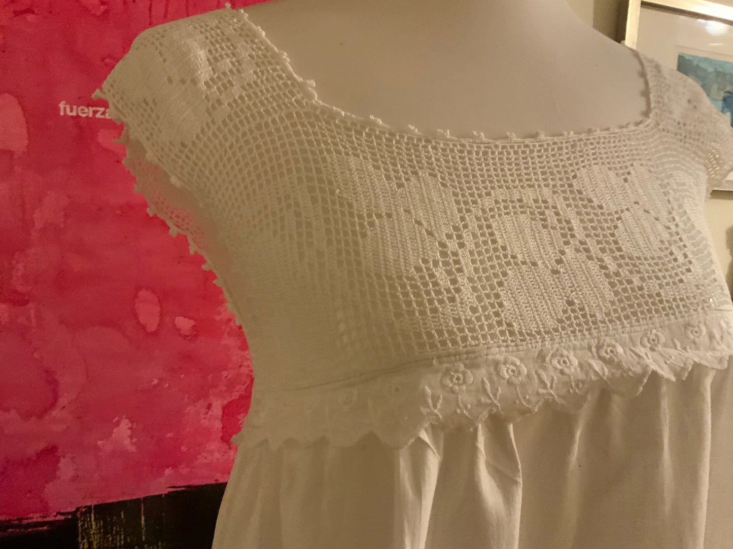 Victoria Cotton Nightgown - Filet Lace - 1800