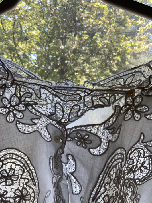 Exceptional Antique Edwardian Whitework Lace Blouse | Masterpiece Net Lace & Embroidery-Rare-ED83