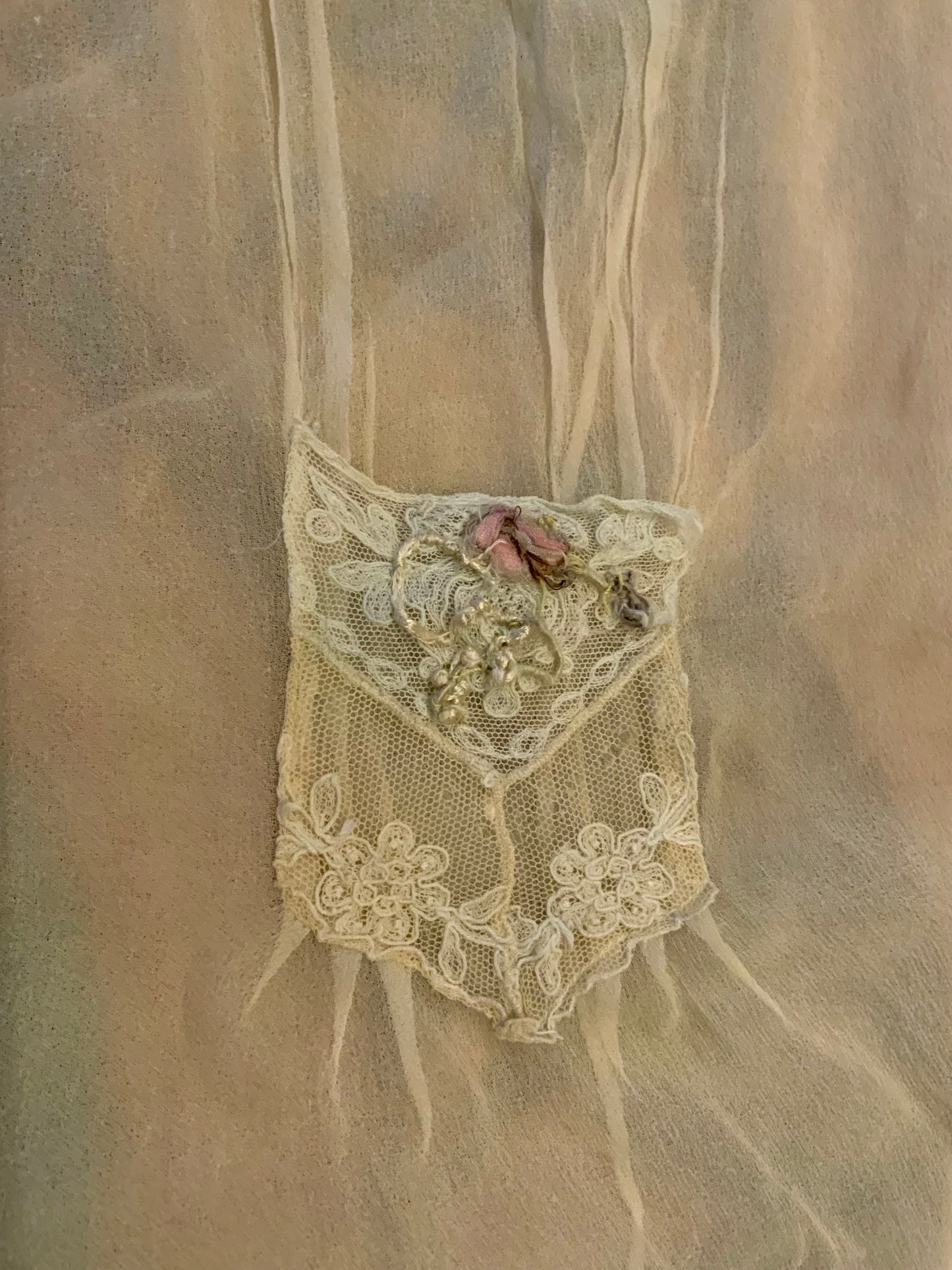Edwardian–1920s Sheer Silk Chiffon Slip Dress | -Trousseau Lingerie Gown –20AP