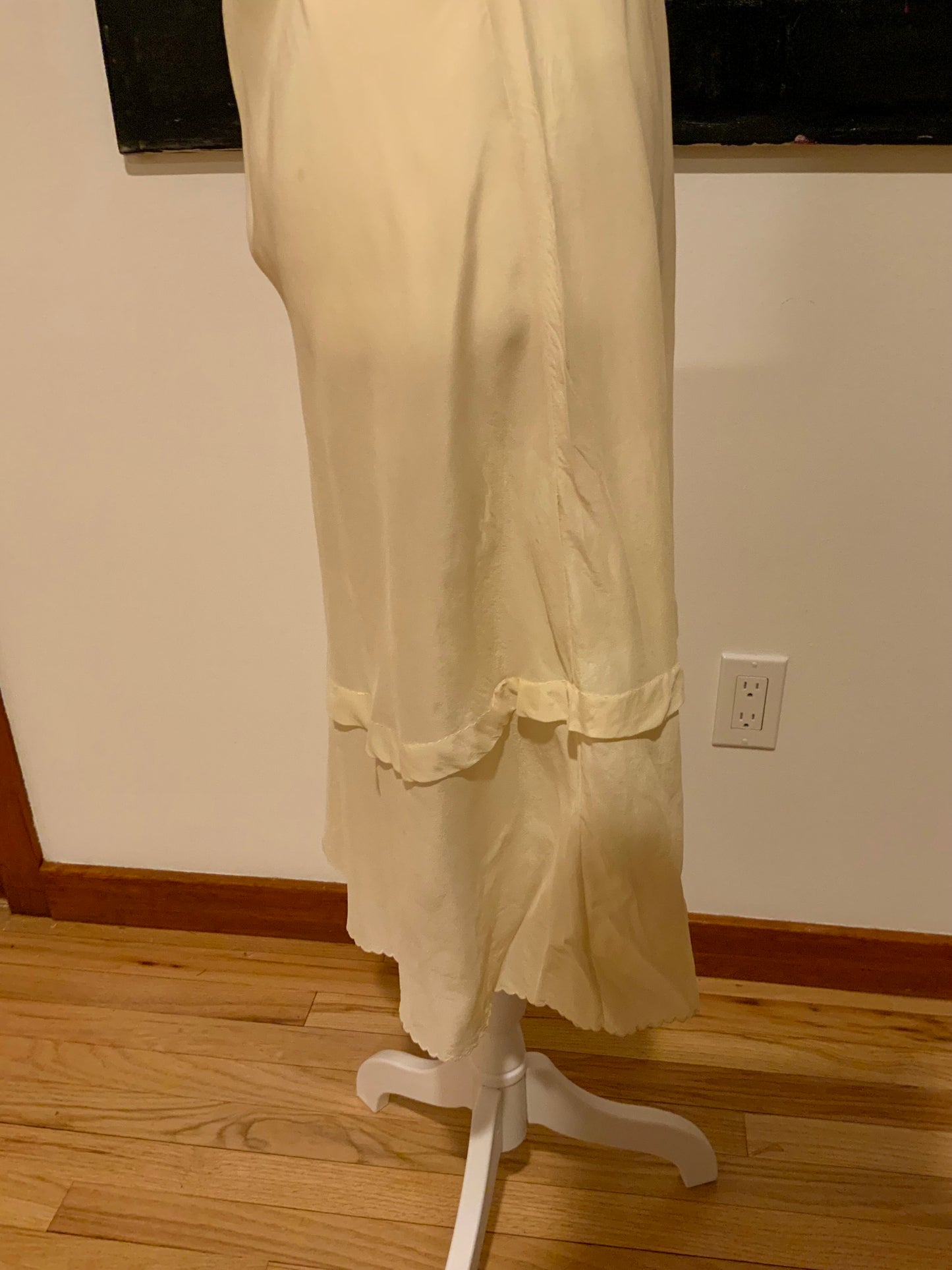 1930s Hand-Embroidered Pure Silk Slip Dress | Champagne - 30AT