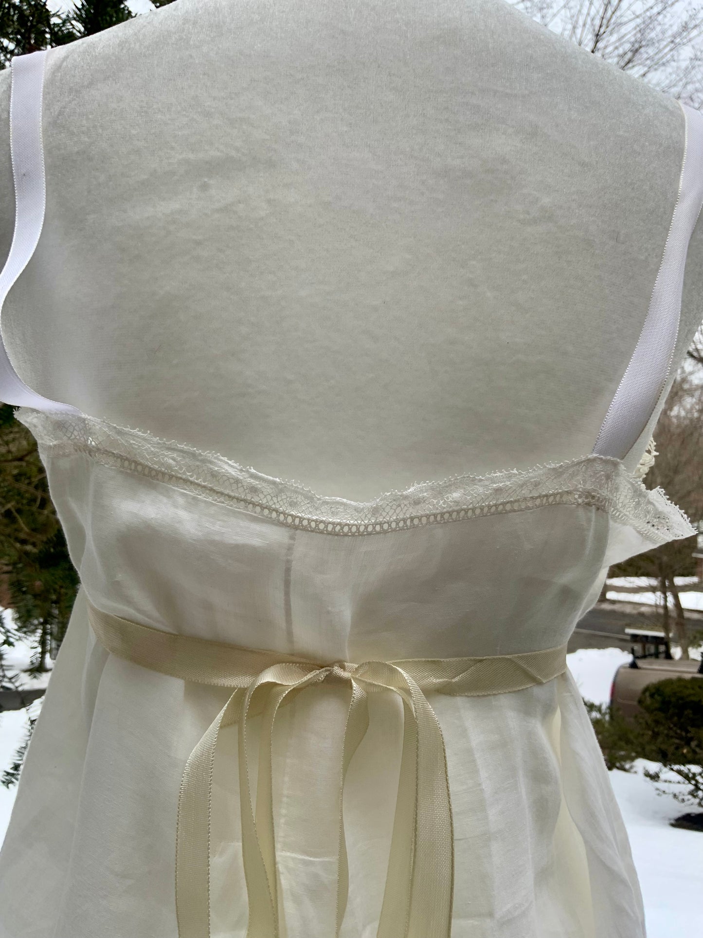 Edwardian Argentine Monogrammed Cotton Slip Dress with Embroidered Birds | “Pochola” | Antique Lace Lingerie c.1910s
-ED59