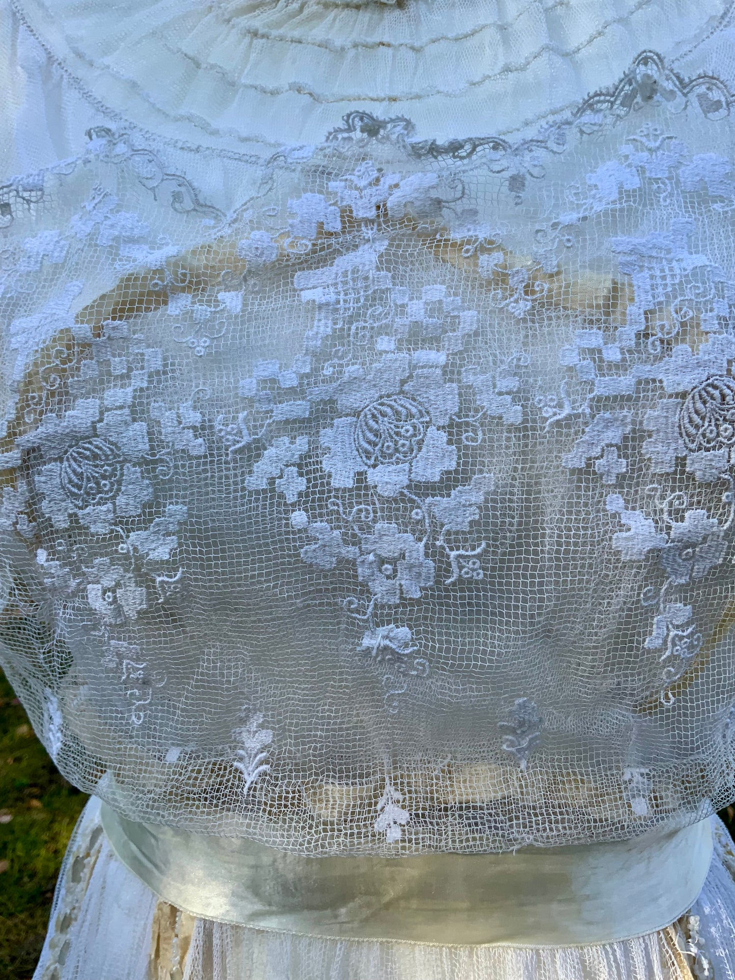 Antique Tulle Dress -Filet Lace – Early 1900s – ED40