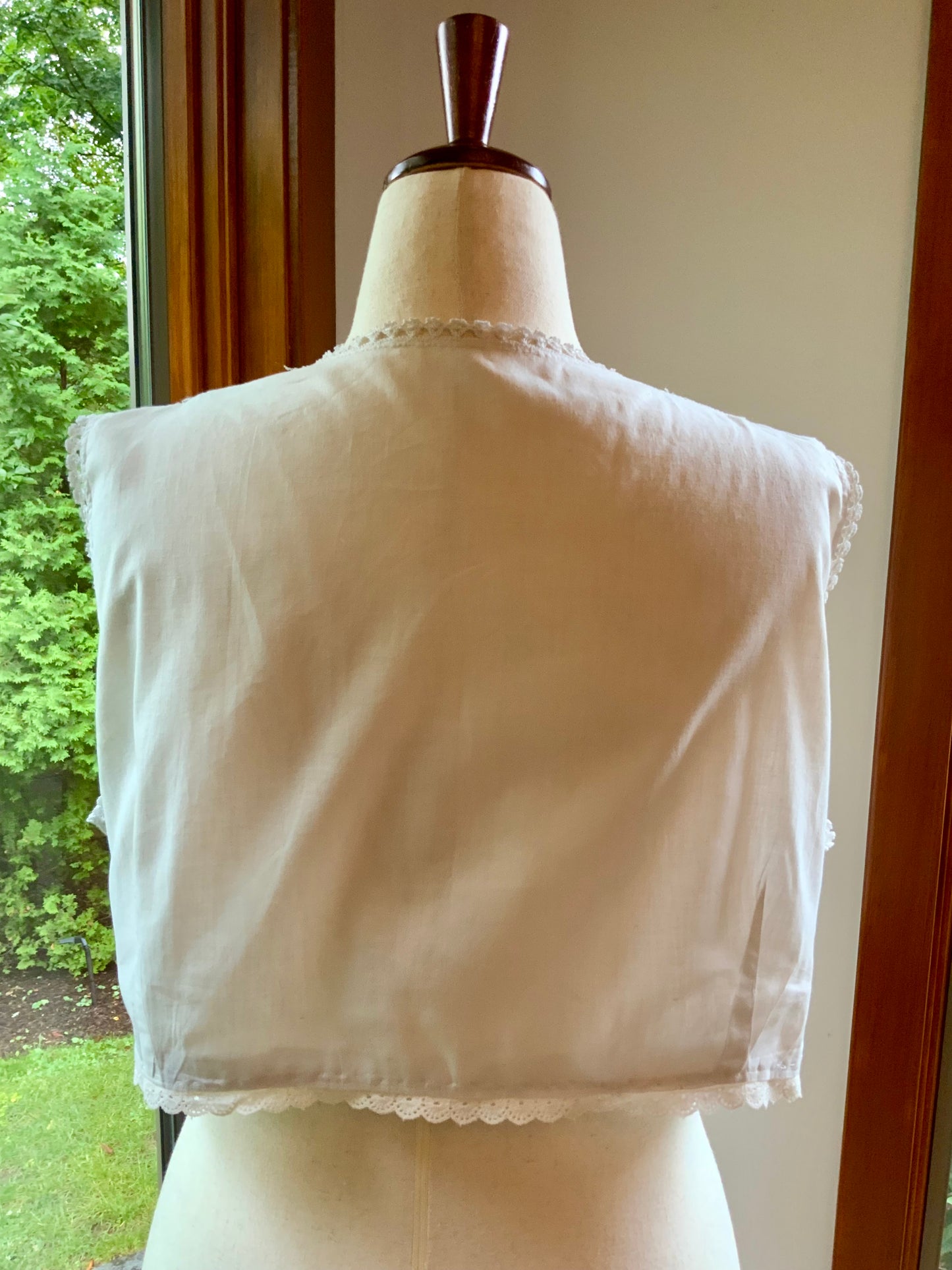 Antique Edwardian Corset Cover | Whitework Embroidery & Handmade Filet Crochet| XL-ED84