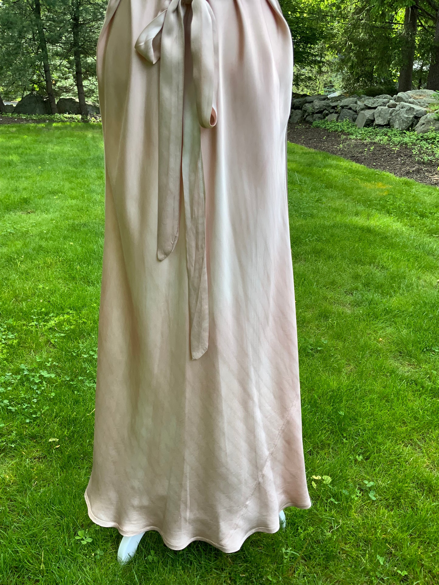 One of a Kind Hand Dyed 1930s Silk Satin Gown | Peach Nude Antique Slip Dress-30CE