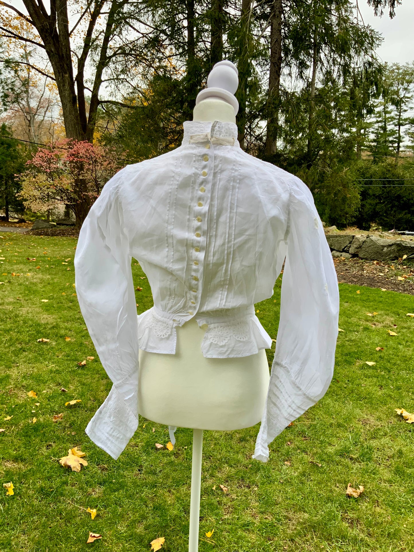 Edwardian White Cotton & Lace Shirtwaist (1905–1912) |ED34