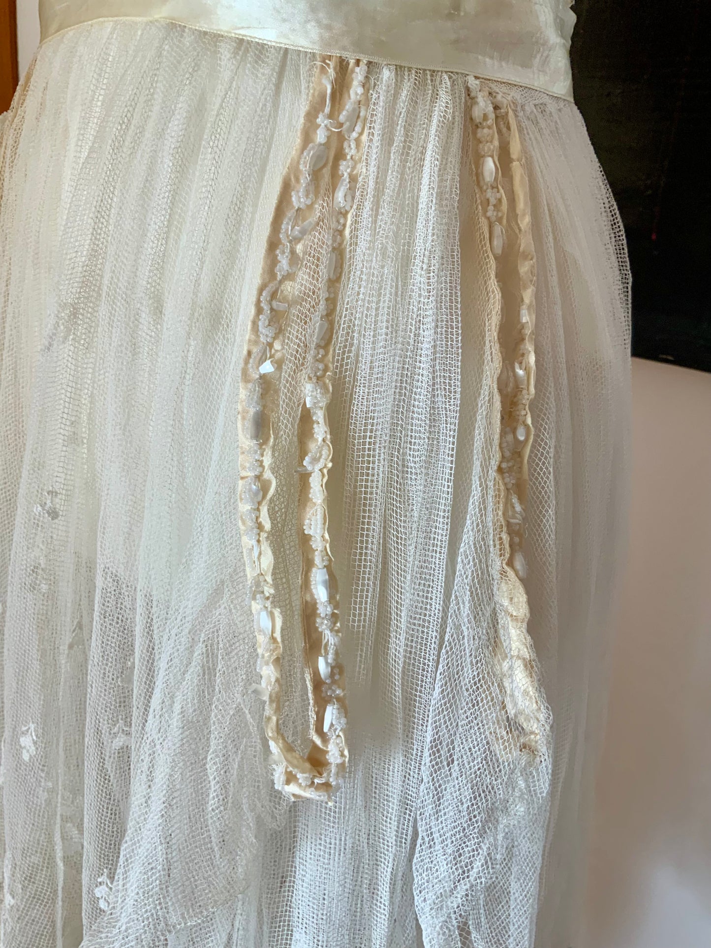 Antique Tulle Dress -Filet Lace – Early 1900s – ED40