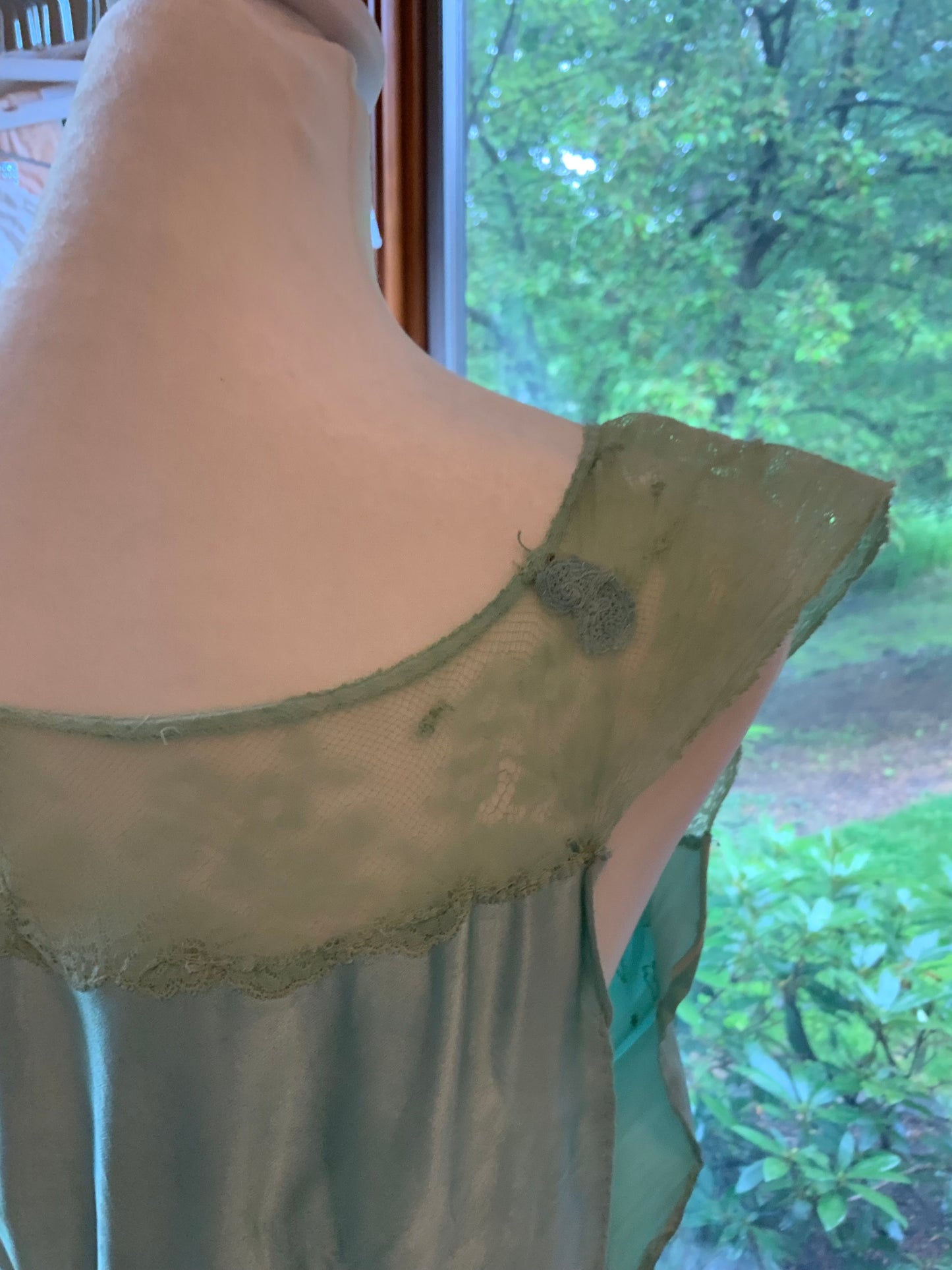 Hand Dyed Green Nightgown Satin - 50s -50G