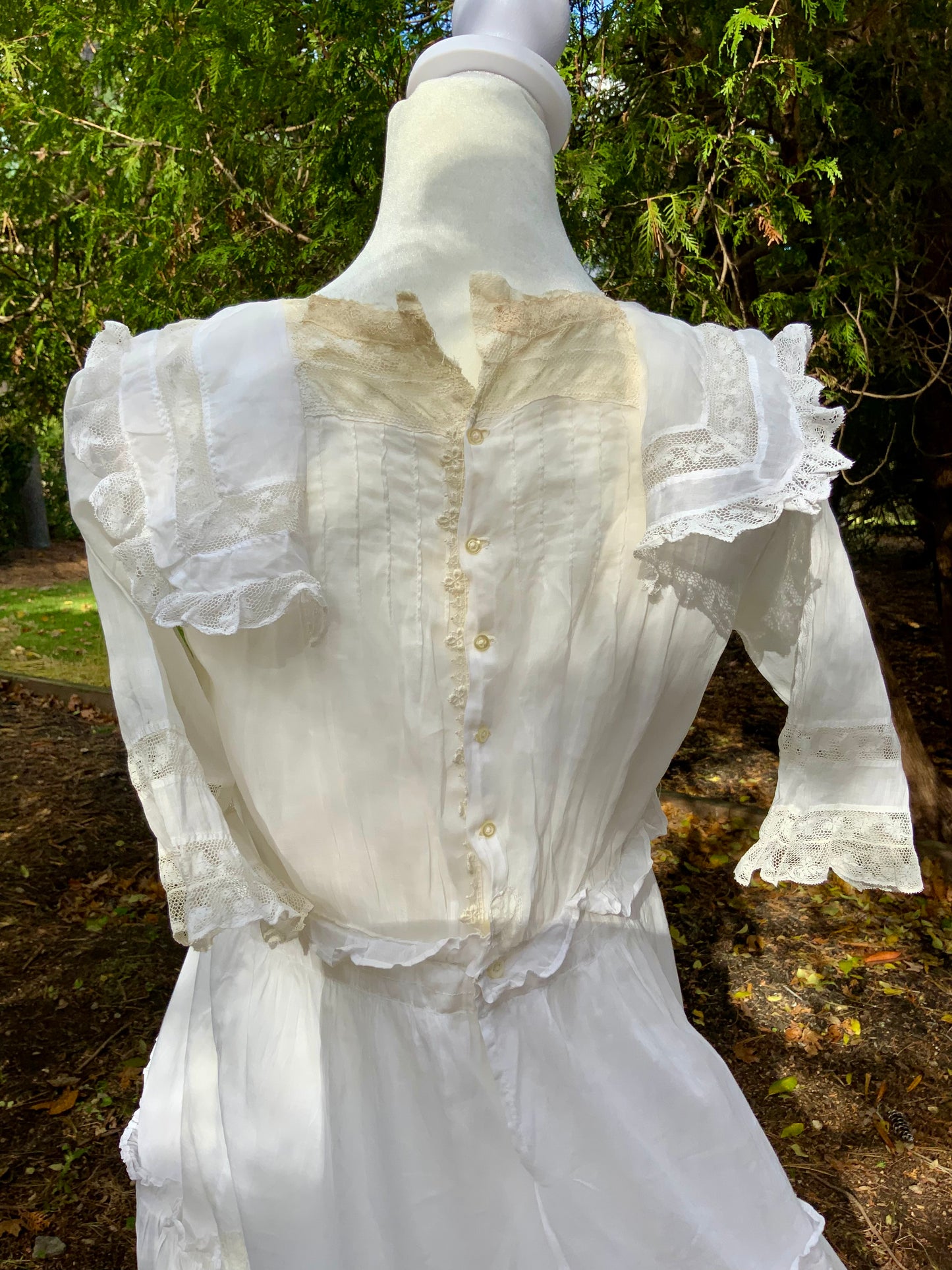 Edwardian Antique White Lawn Dress 1905–1915 • Bridal / Garden Party- ED35
