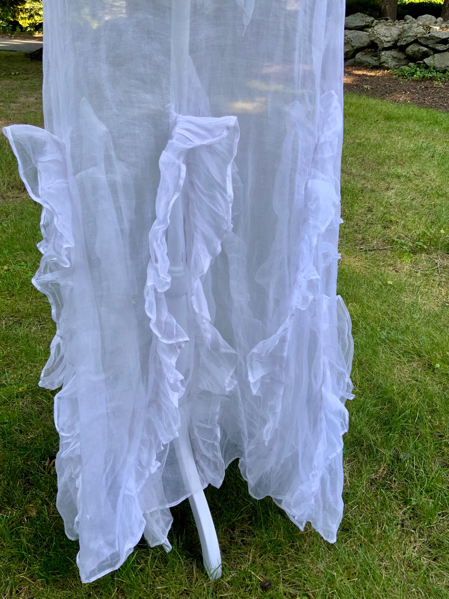 Rare 1930s White Organza Evening Gown.Ethereal Ruffle Hem Formal Dress. Romantic Bridal Gown-30DO