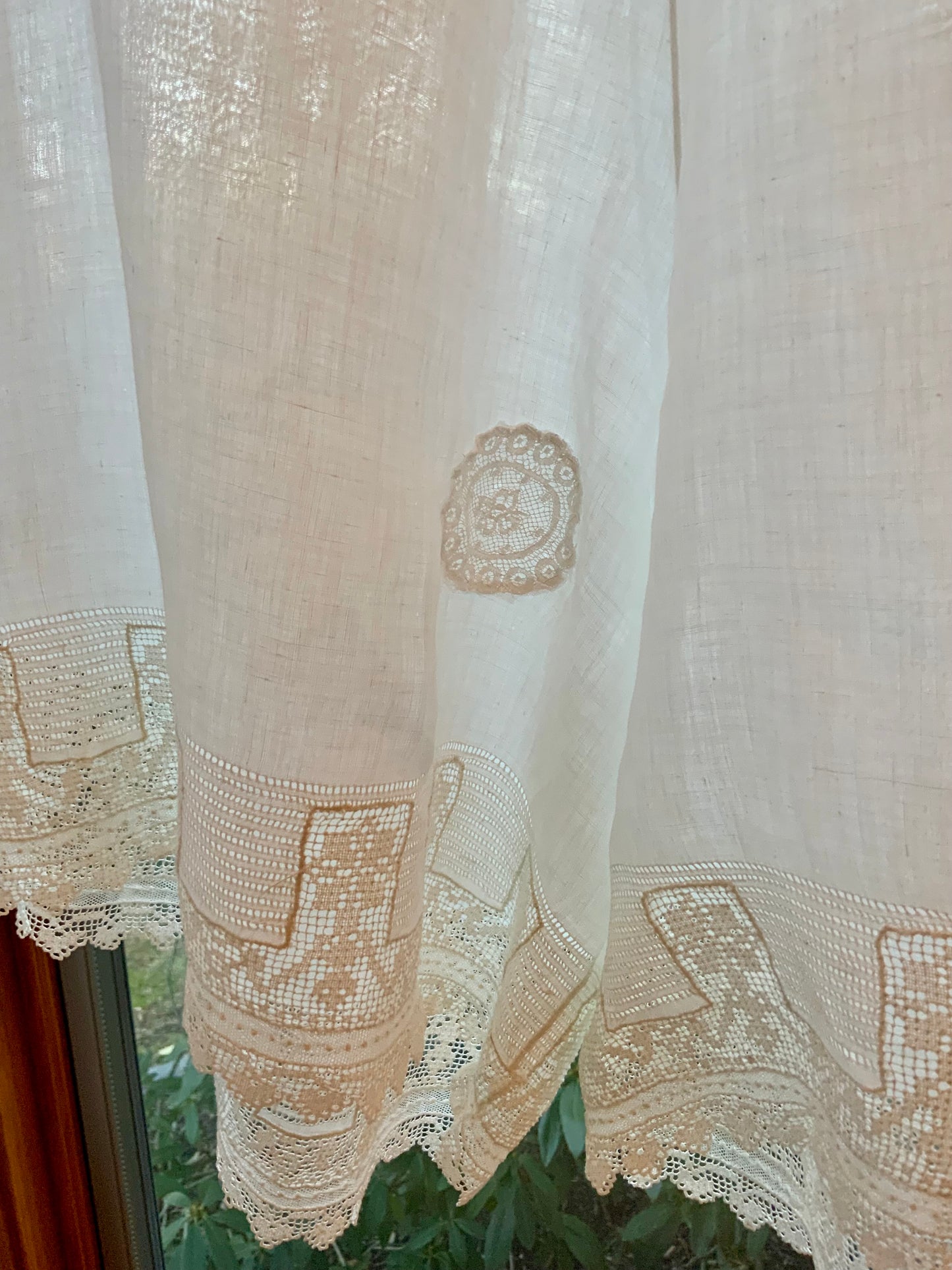 Antique Edwardian Cotton Bloomers c.1905–1915 | Filet Lace Ribbon Hem | Hand Monogram “AB” | Split Drawers Lingerie-ED69