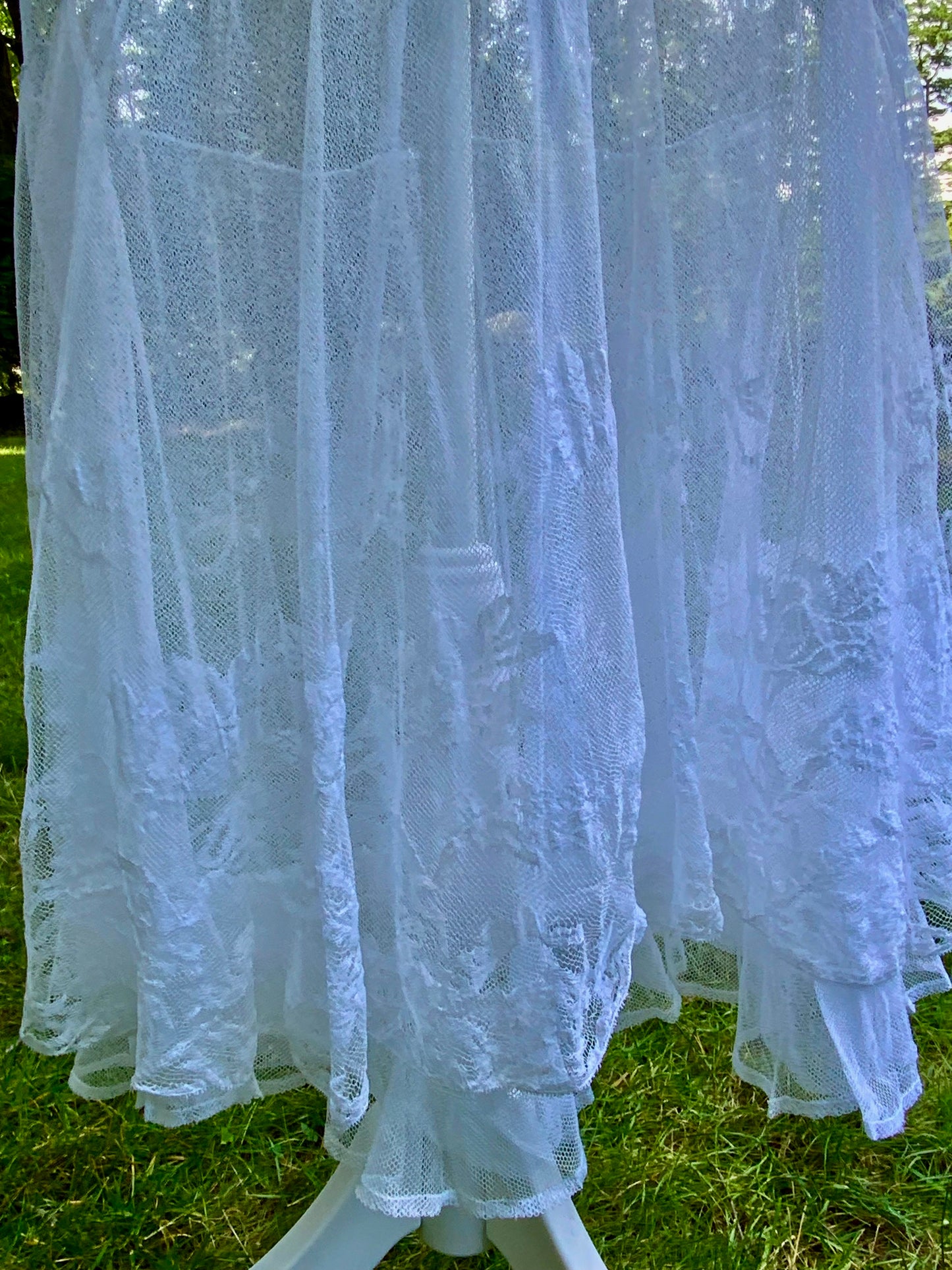1930s Sheer White Tulle Lace Dress Vintage Bridal Dress Romantic Wedding Dress Floral Tulle Gown Ethereal Dress- Iconic -30DN