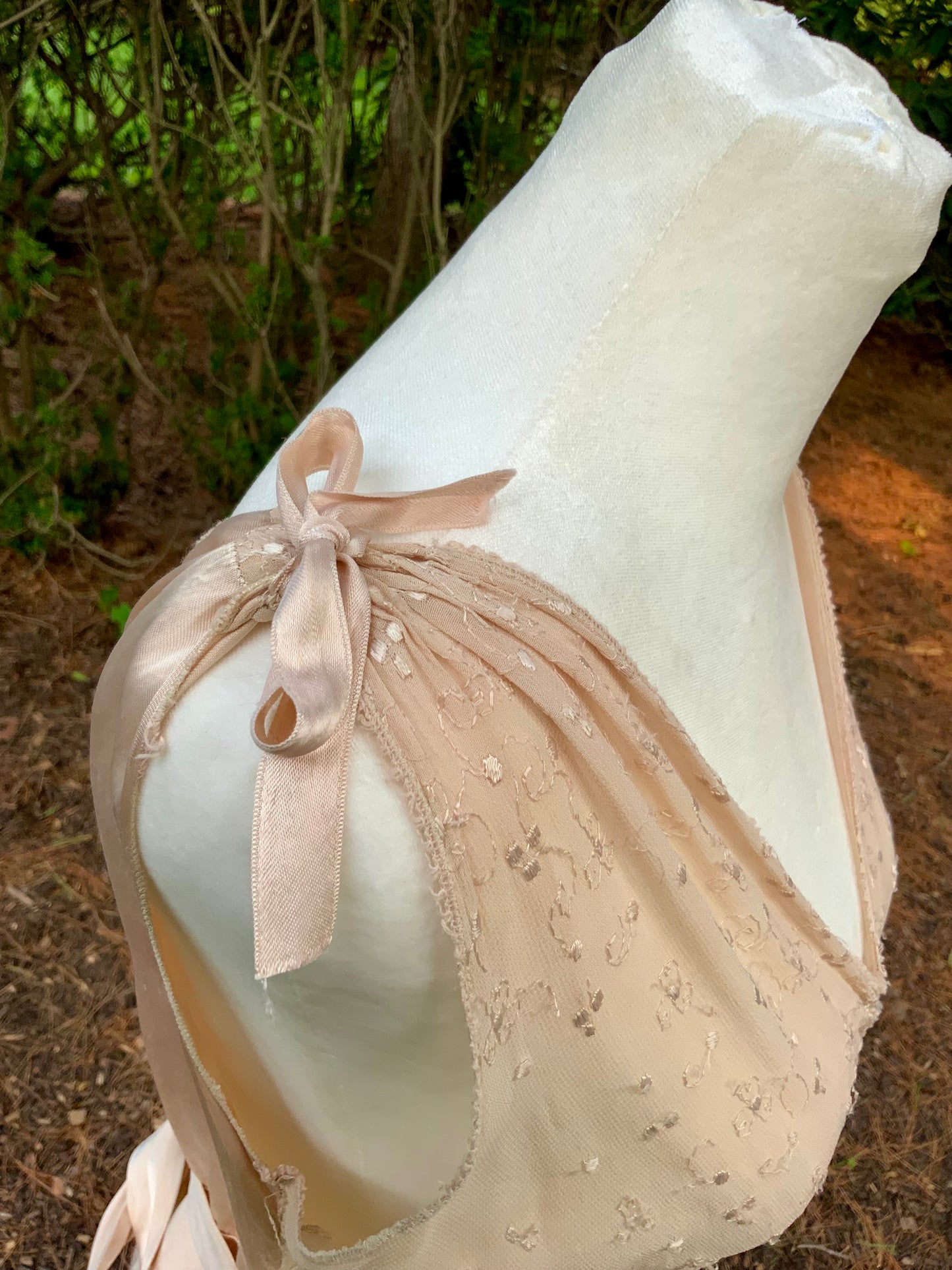 Late 1930s Tea Dyed Champagne Satin Gown Hollywood Glamour Vintage Bridal Slip Dress Boudoir-40BM
