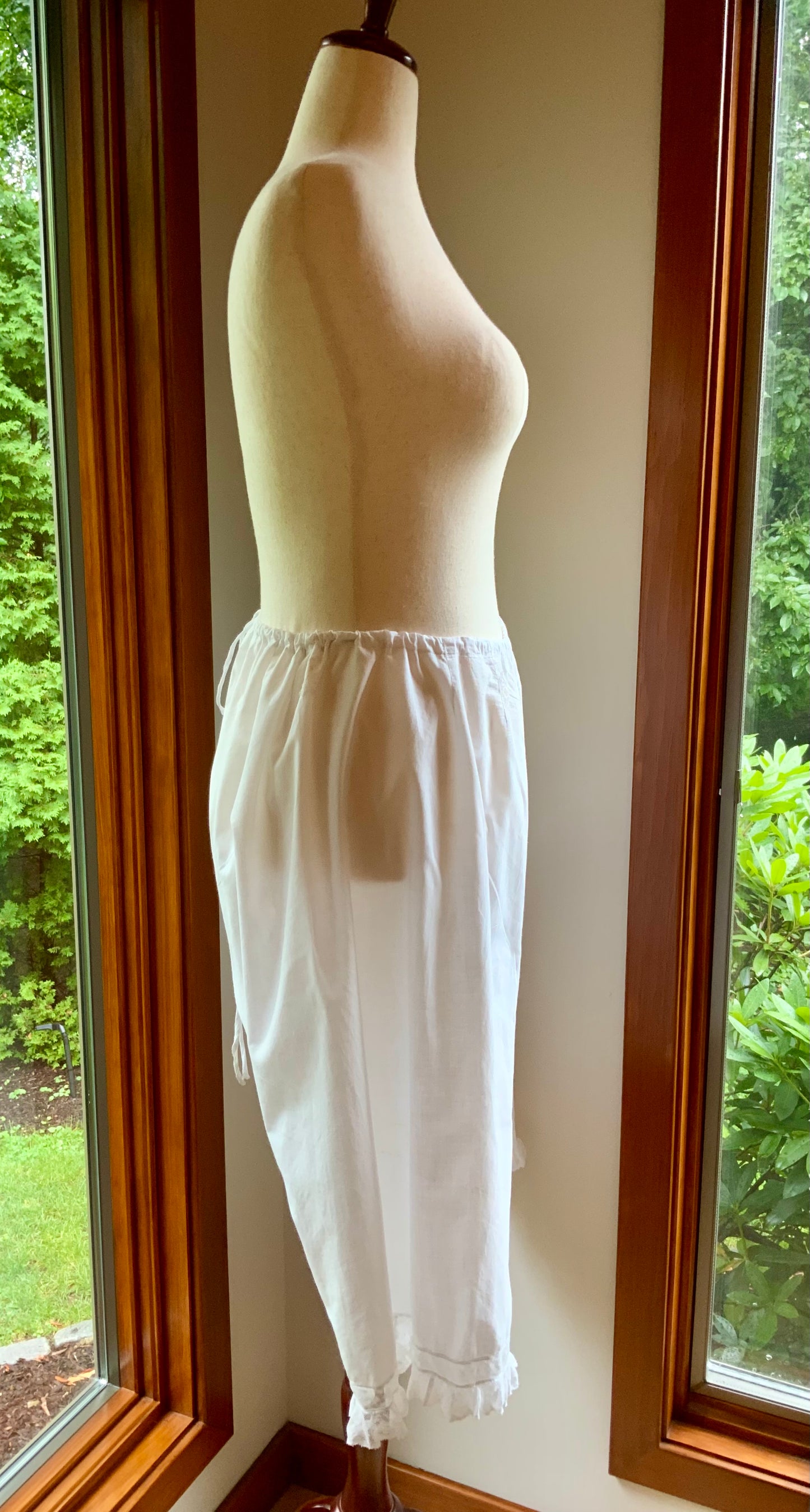 Authentic Edwardian White Cotton Split Drawers | Antique Lace Bloomers | Open Crotch Pantalettes | c.1905–1915-ED86
