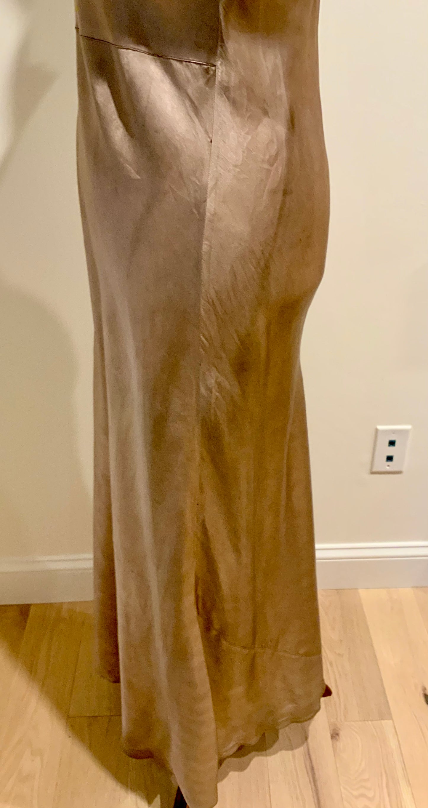 Hand Dyed 1930s-40s Bias Cut Satin Slip Dress | Chocolate Lace | Old Hollywood Lingerie
-30CB